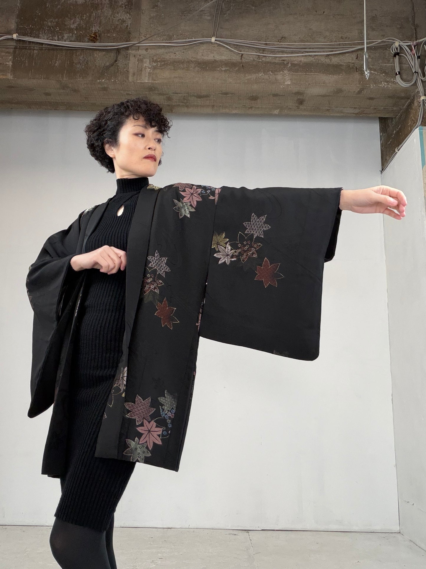 VINTAGE BLACK HAORI  "BLK107"