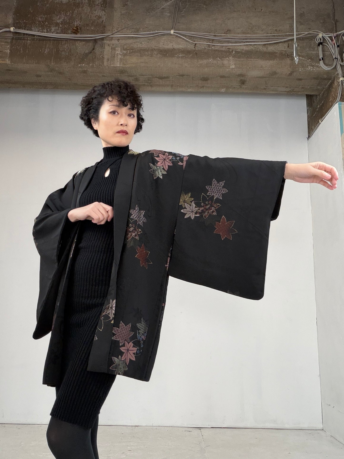 VINTAGE BLACK HAORI  "BLK107"
