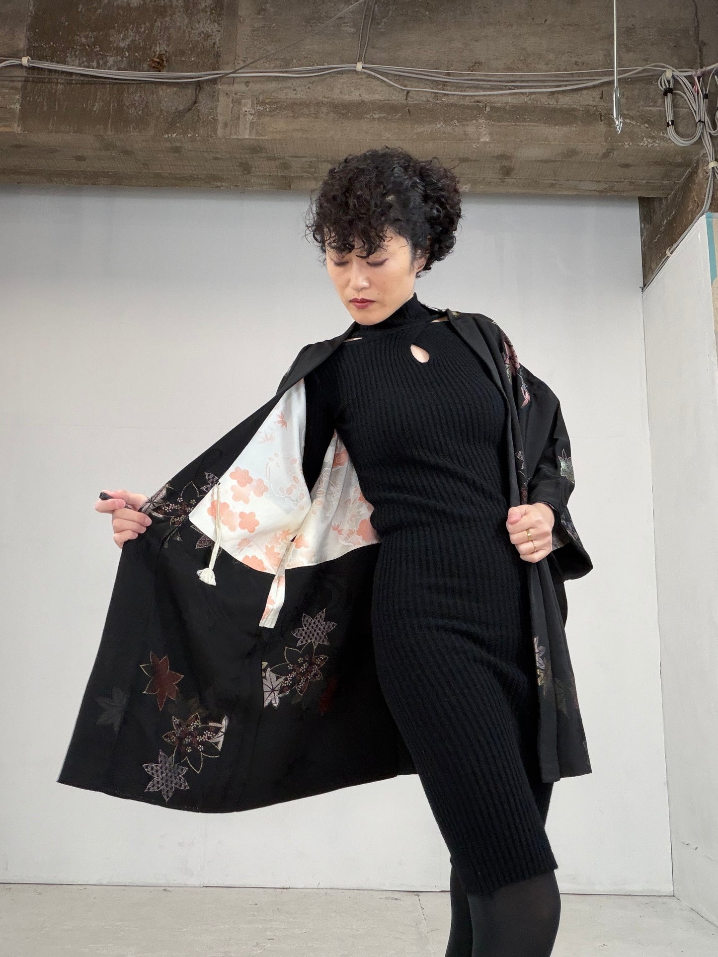 VINTAGE BLACK HAORI  "BLK107"