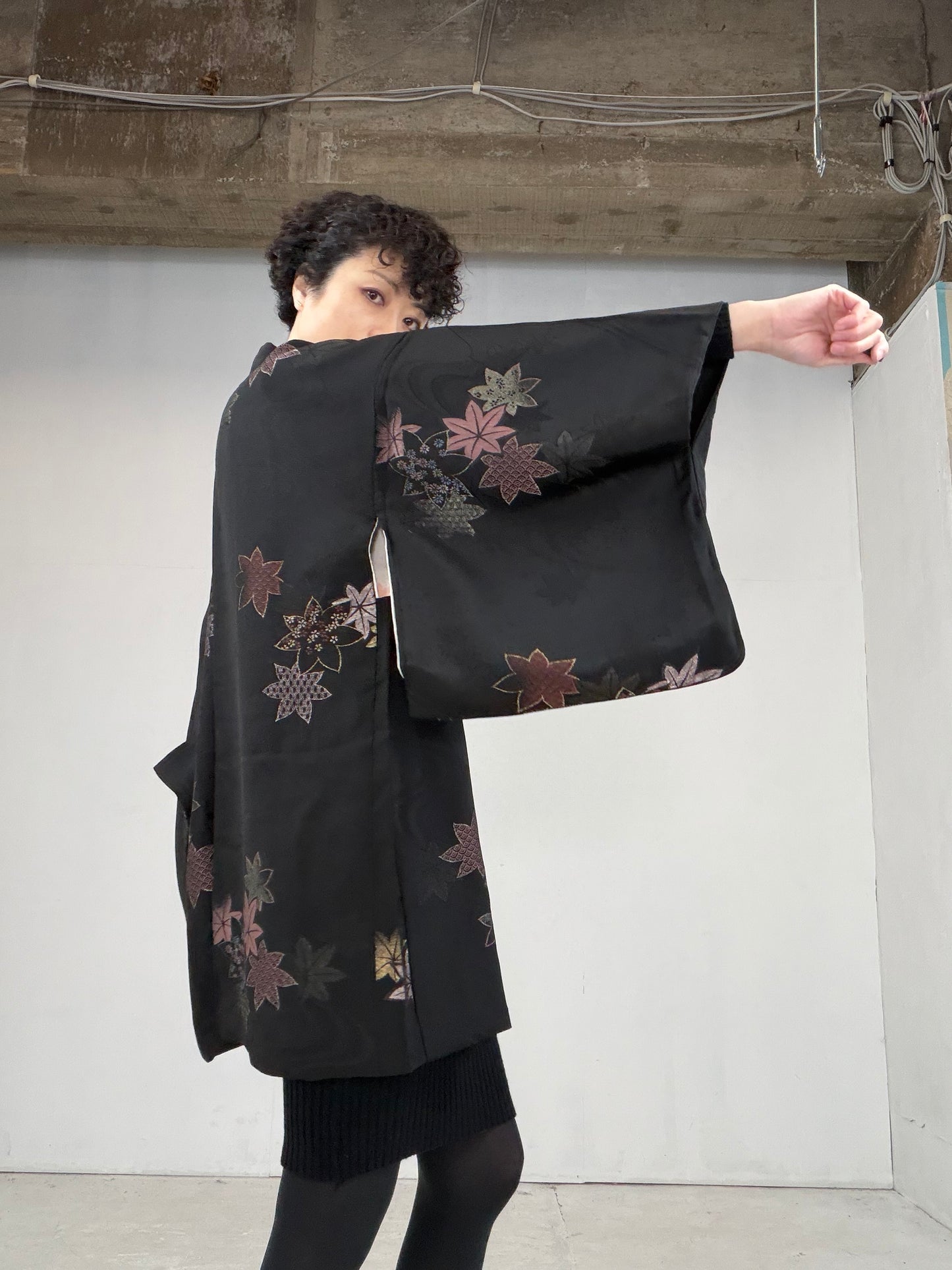 VINTAGE BLACK HAORI  "BLK107"