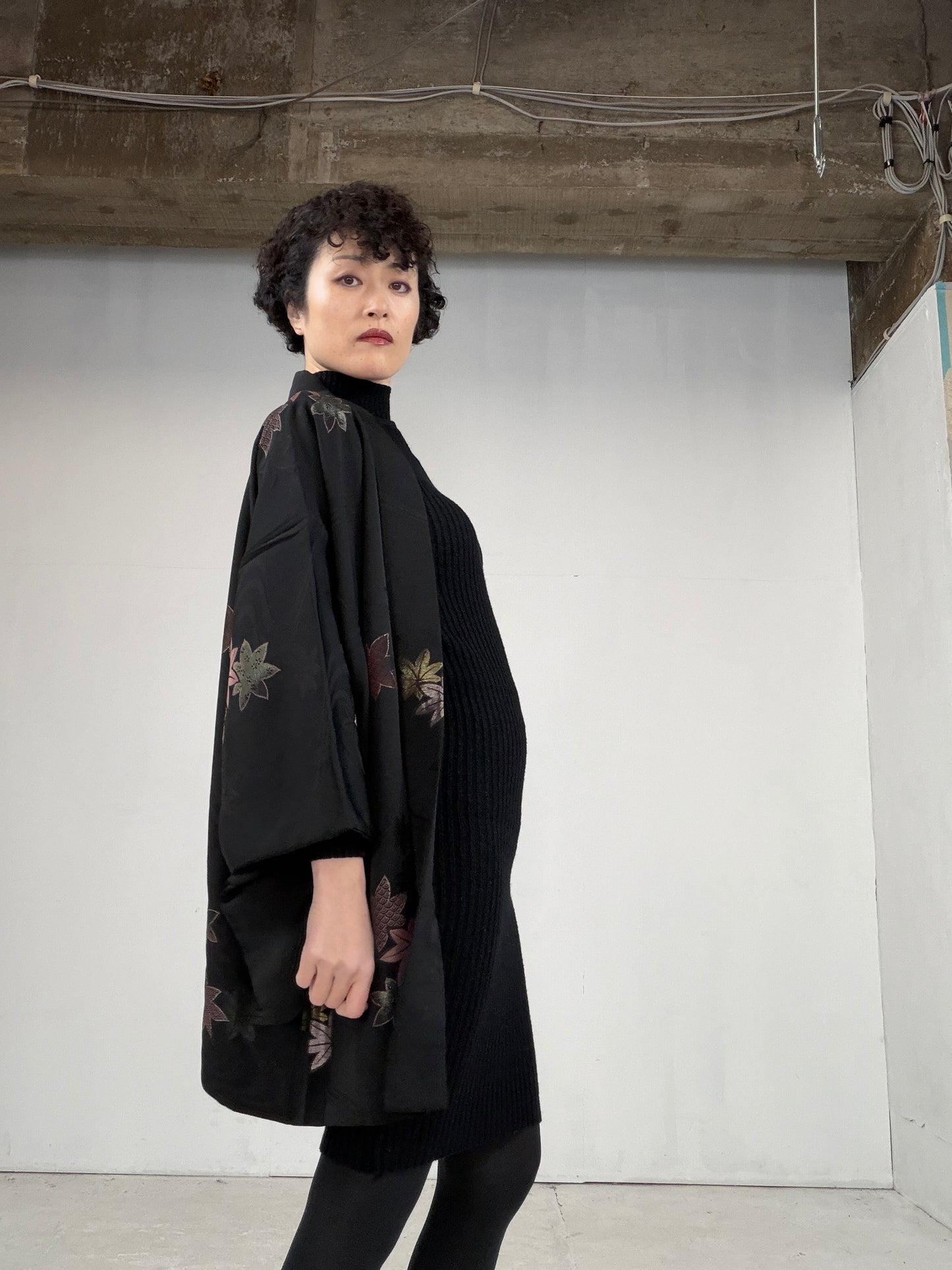 VINTAGE BLACK HAORI  "BLK107"