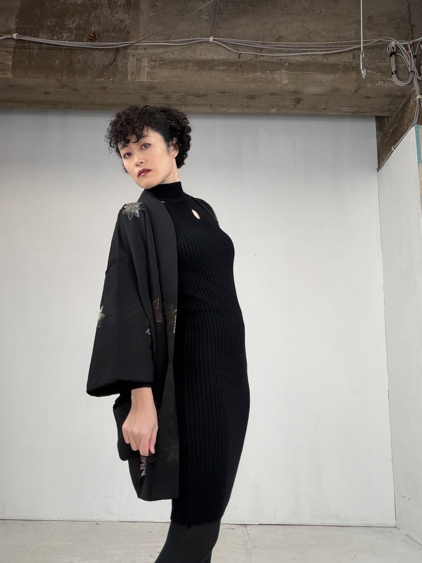 VINTAGE BLACK HAORI  "BLK107"