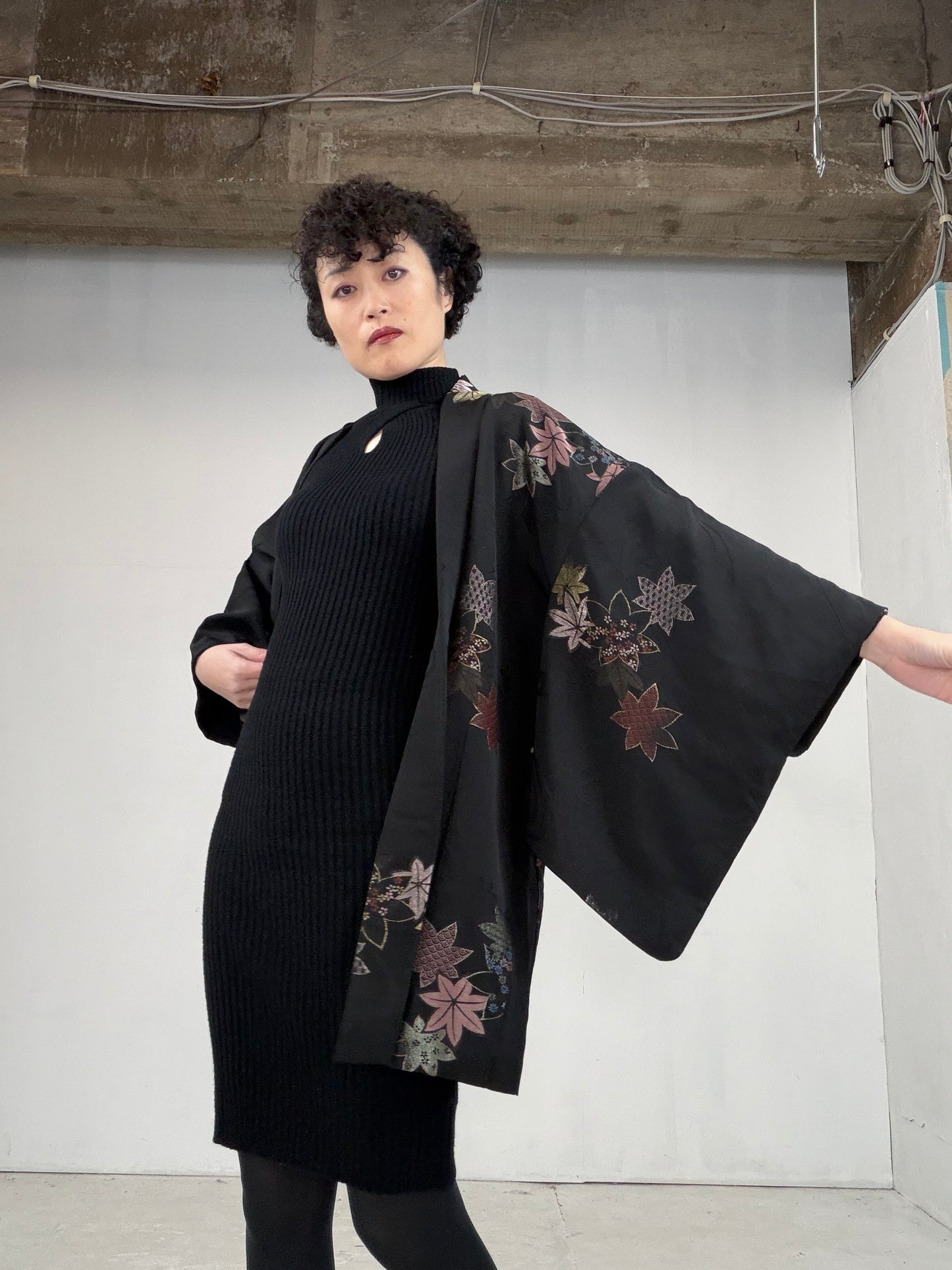 VINTAGE BLACK HAORI  "BLK107"