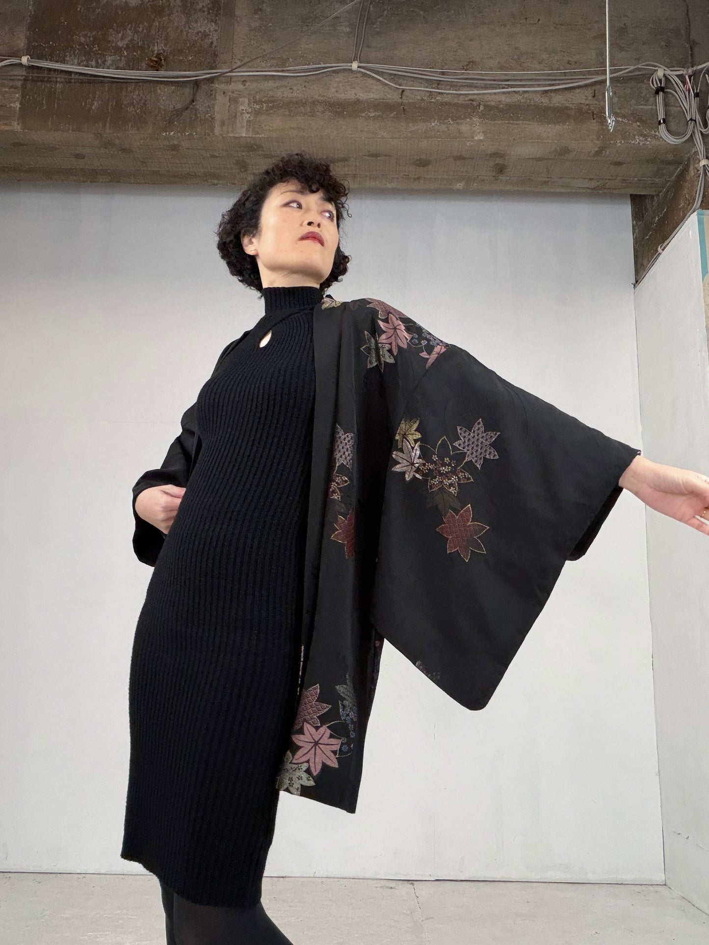 VINTAGE BLACK HAORI  "BLK107"