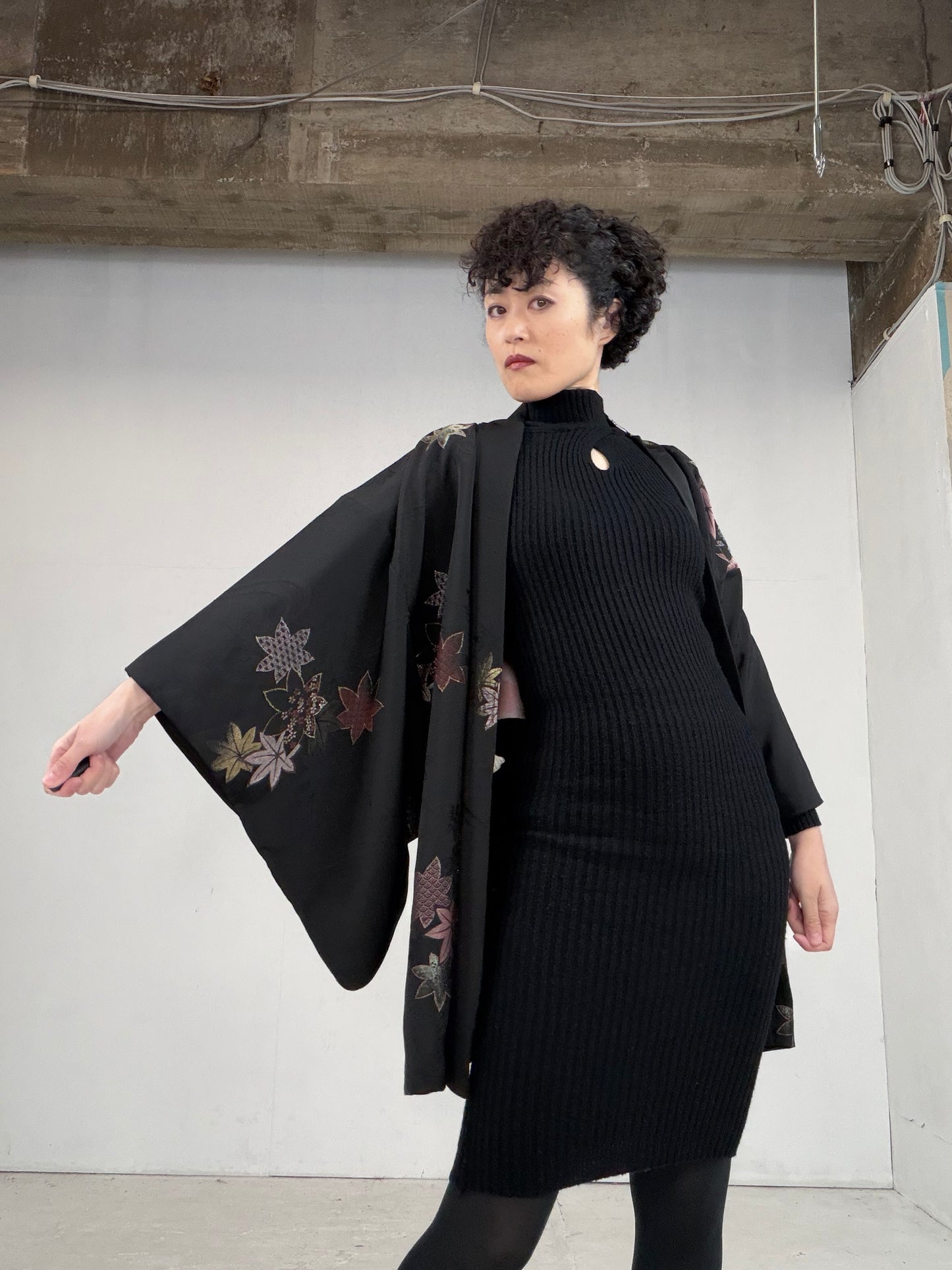 VINTAGE BLACK HAORI  "BLK107"