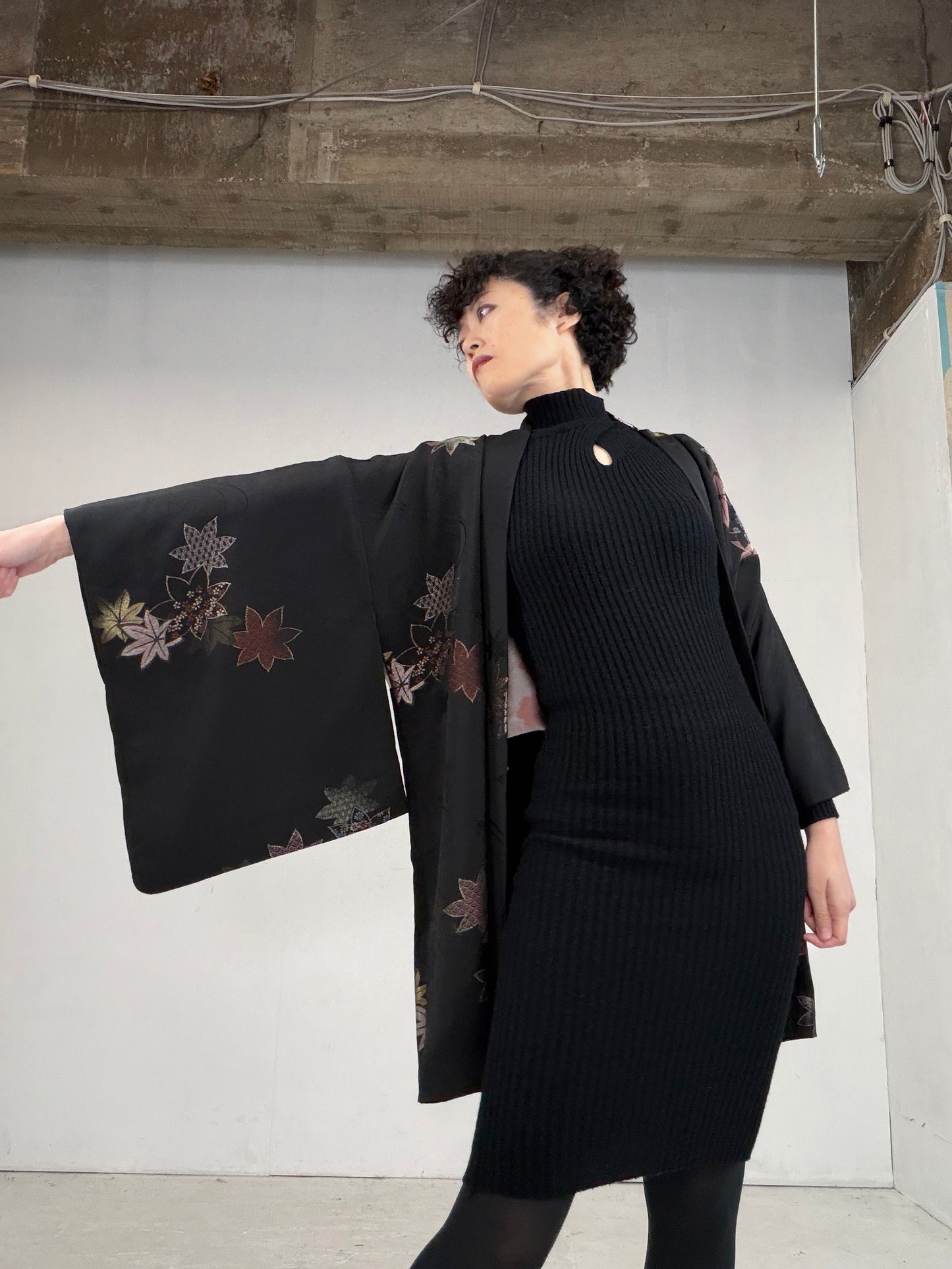 VINTAGE BLACK HAORI  "BLK107"