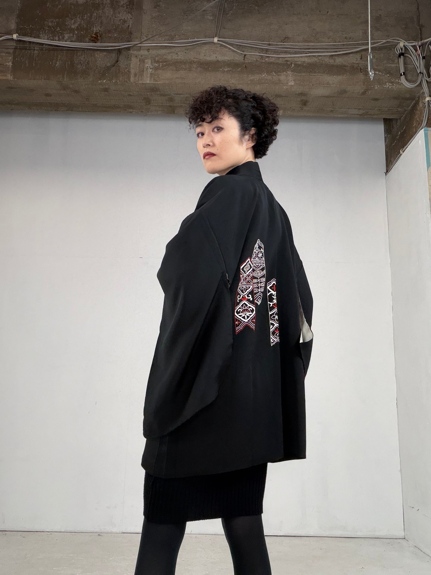 VINTAGE BLACK HAORI  "BLK108"