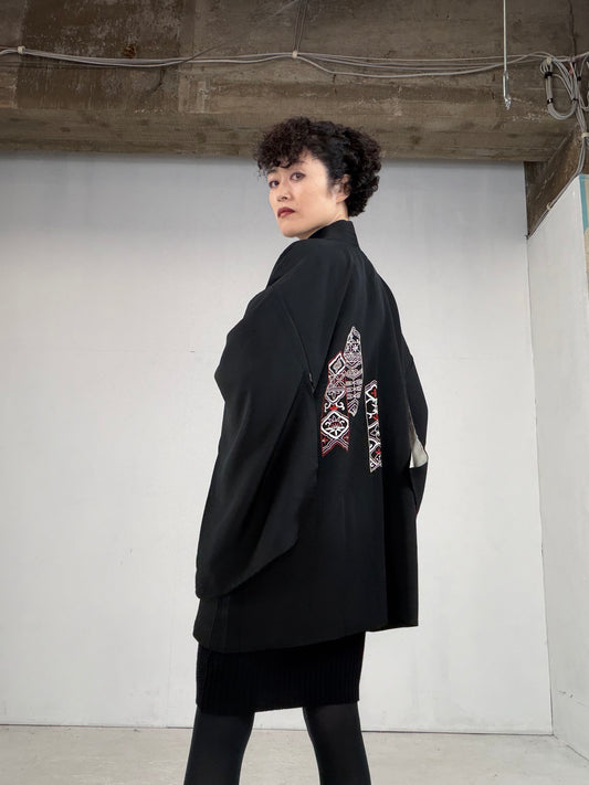 VINTAGE BLACK HAORI  "BLK108"