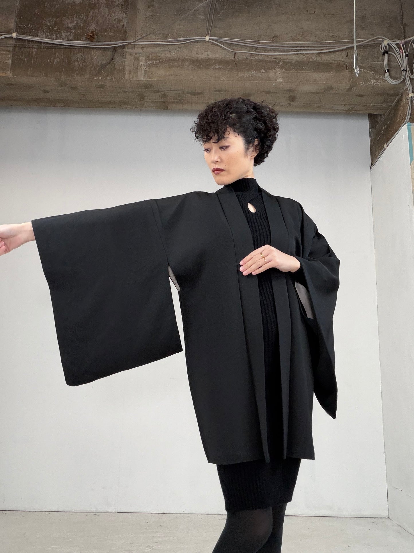 VINTAGE BLACK HAORI  "BLK108"