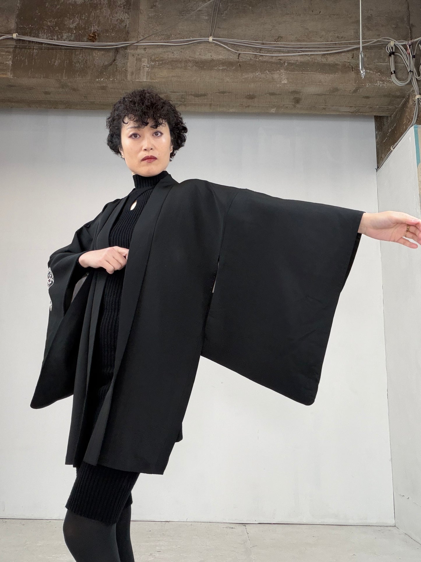 VINTAGE BLACK HAORI  "BLK108"