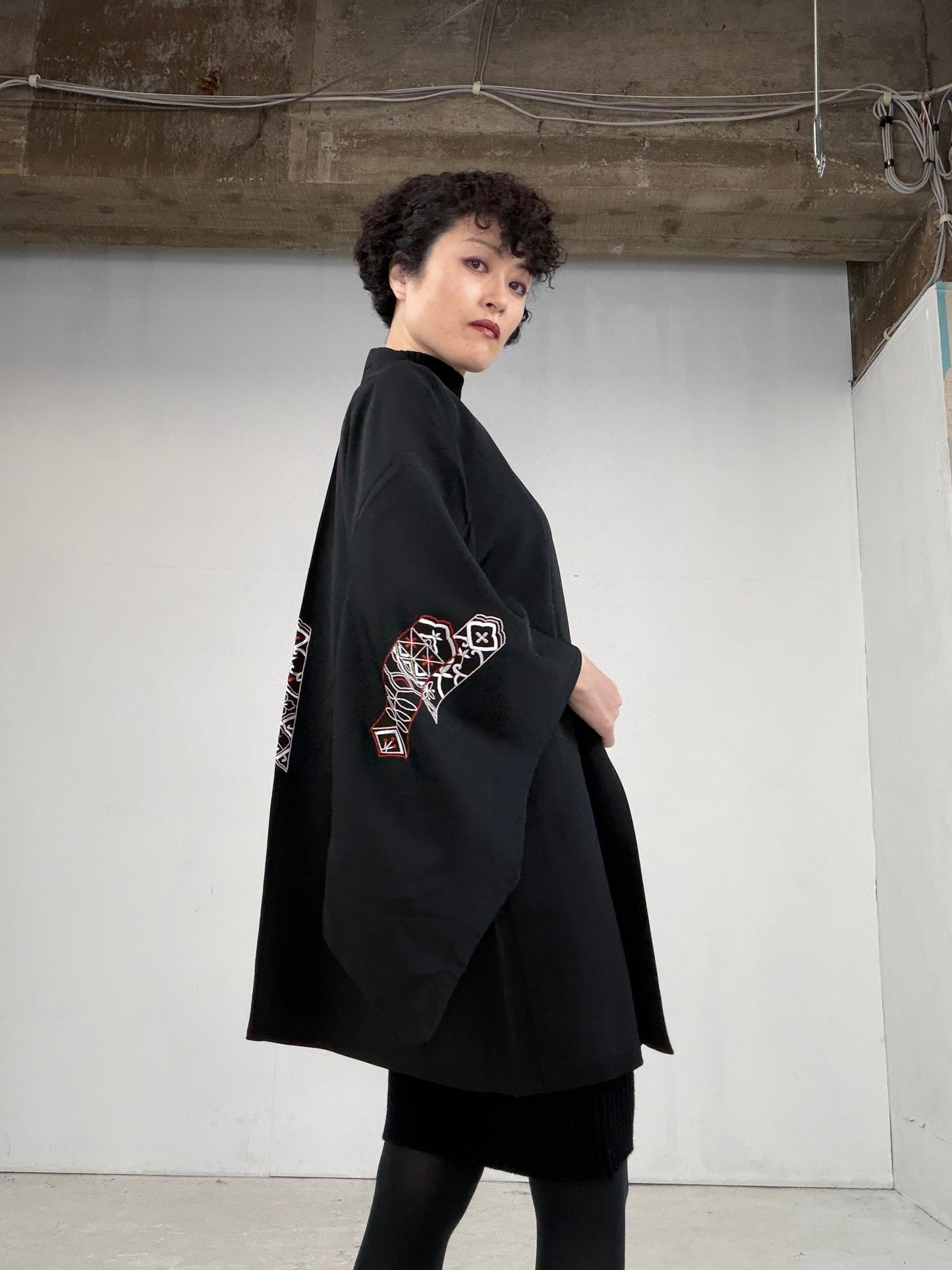 VINTAGE BLACK HAORI  "BLK108"