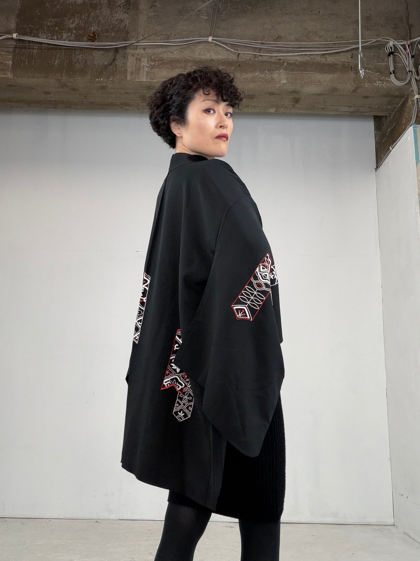VINTAGE BLACK HAORI  "BLK108"