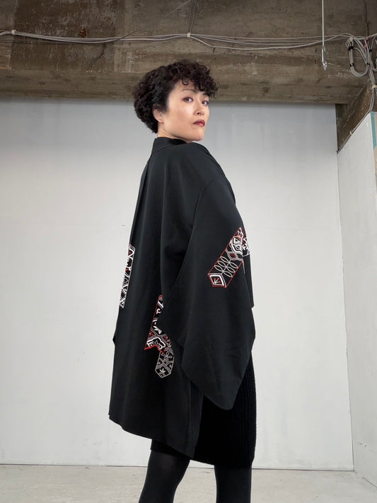VINTAGE BLACK HAORI  "BLK108"