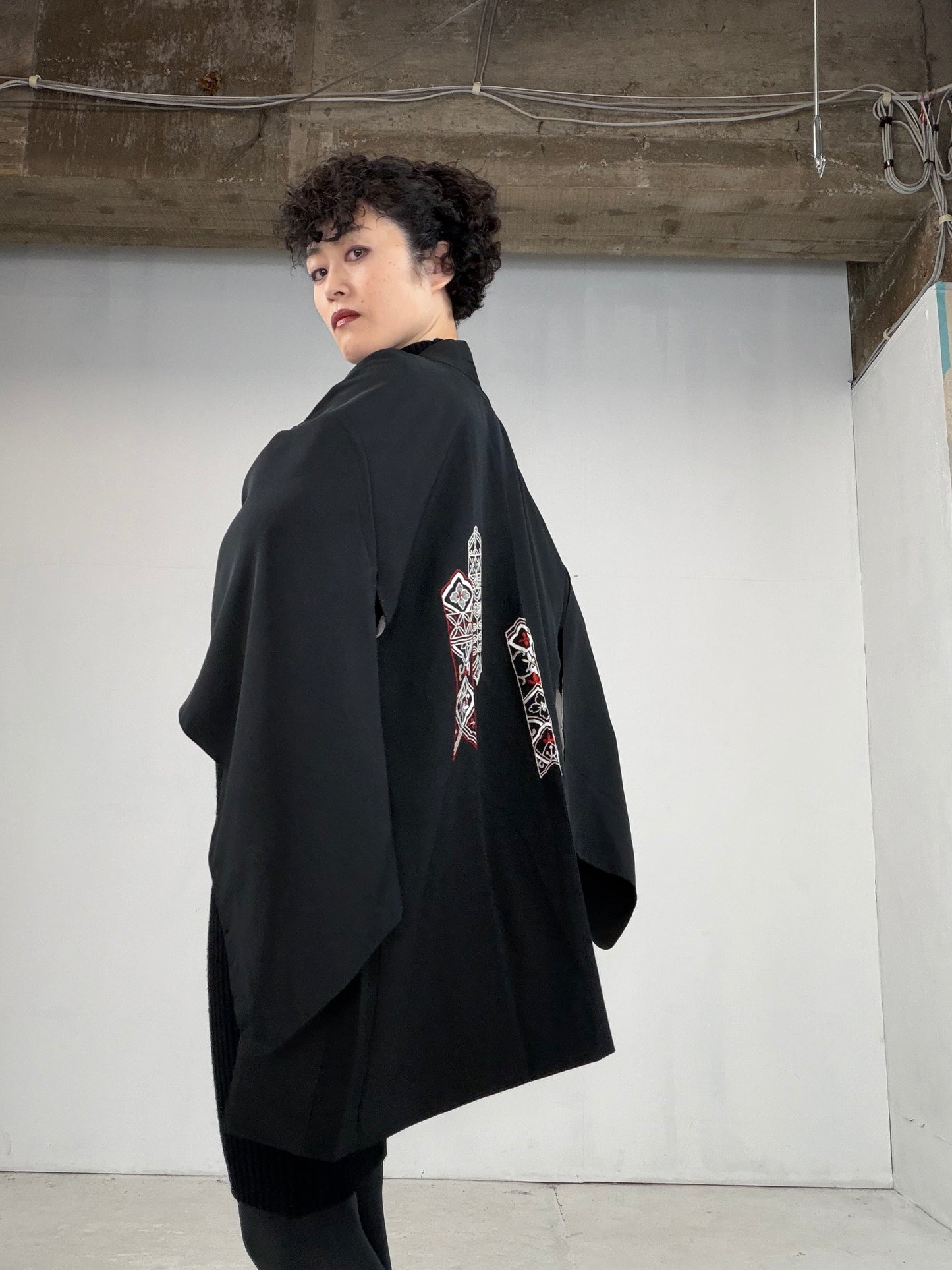 VINTAGE BLACK HAORI  "BLK108"