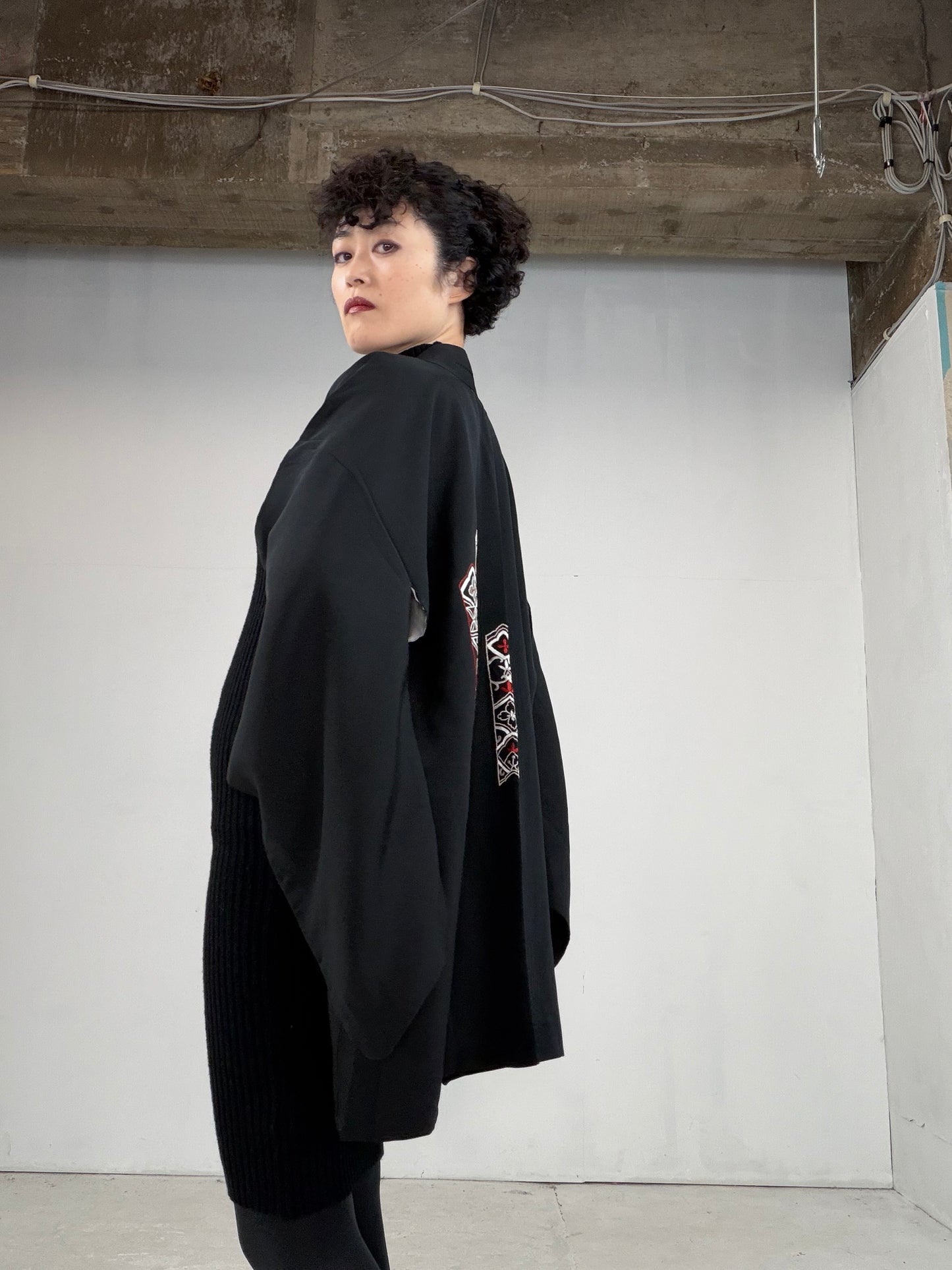 VINTAGE BLACK HAORI  "BLK108"