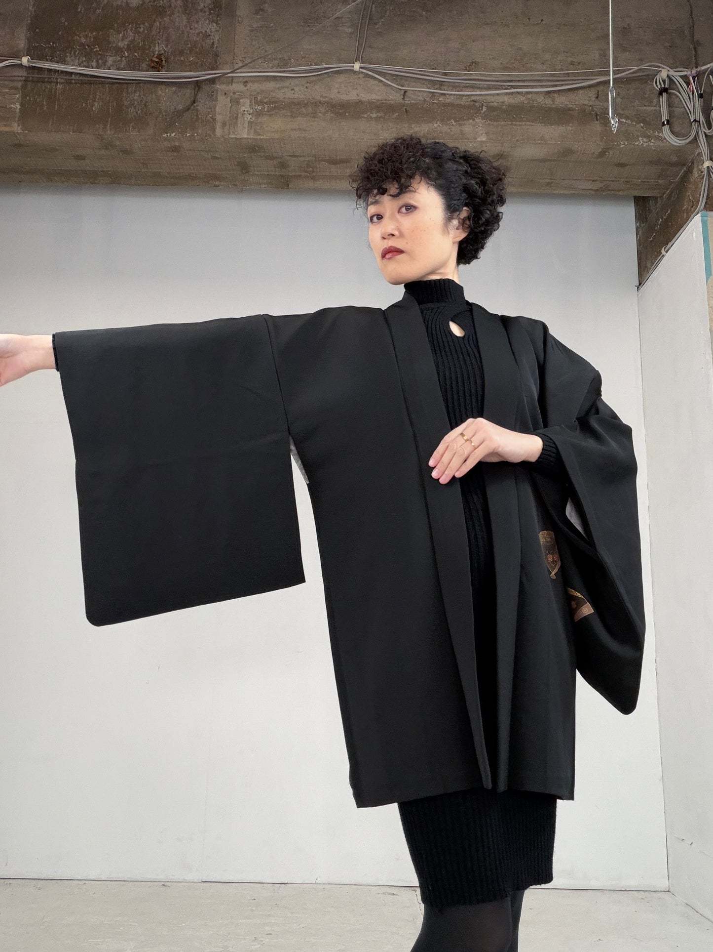 VINTAGE BLACK HAORI  BLK109"