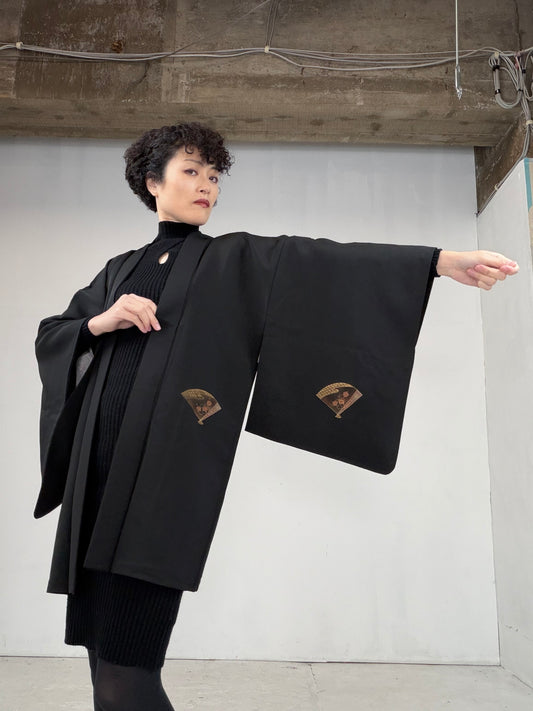 VINTAGE BLACK HAORI  BLK109"