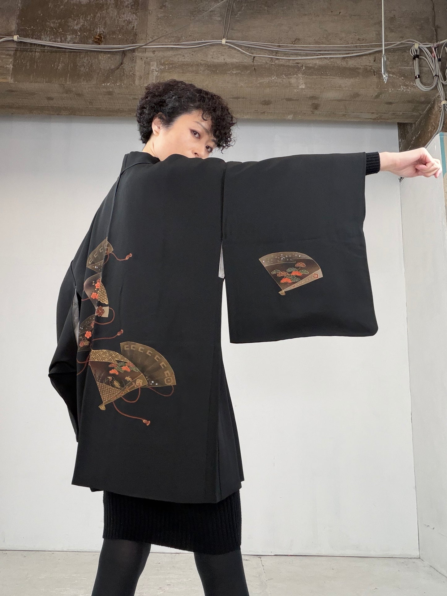 VINTAGE BLACK HAORI  BLK109"