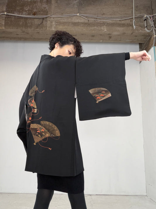 VINTAGE BLACK HAORI  BLK109"