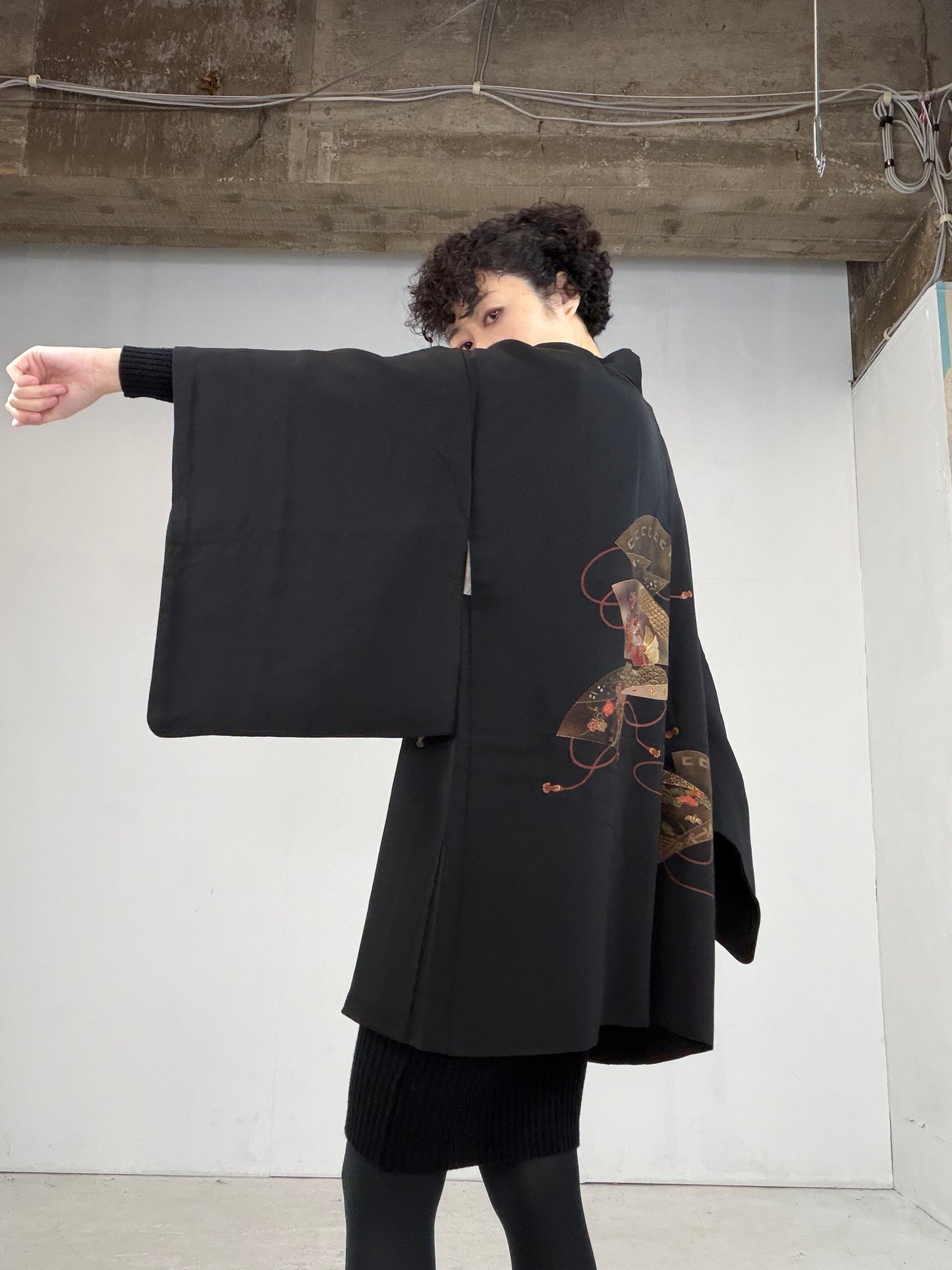 VINTAGE BLACK HAORI  BLK109"