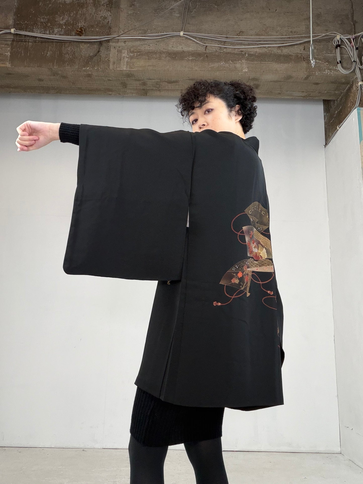 VINTAGE BLACK HAORI  BLK109"