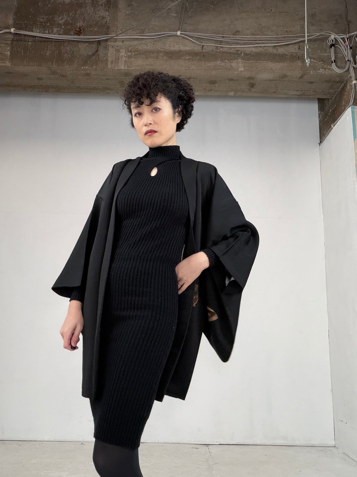 VINTAGE BLACK HAORI  BLK109"