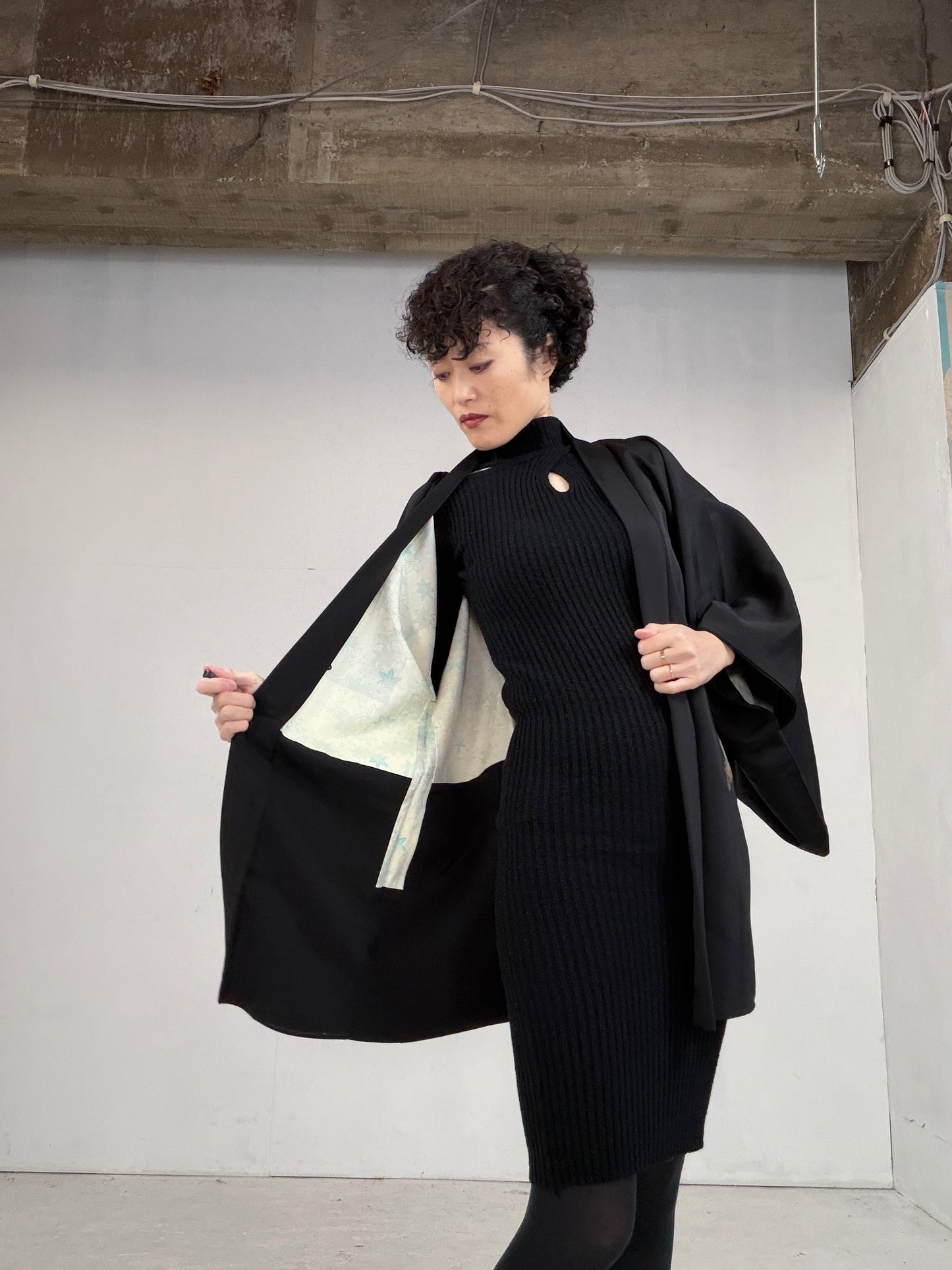 VINTAGE BLACK HAORI  BLK110"