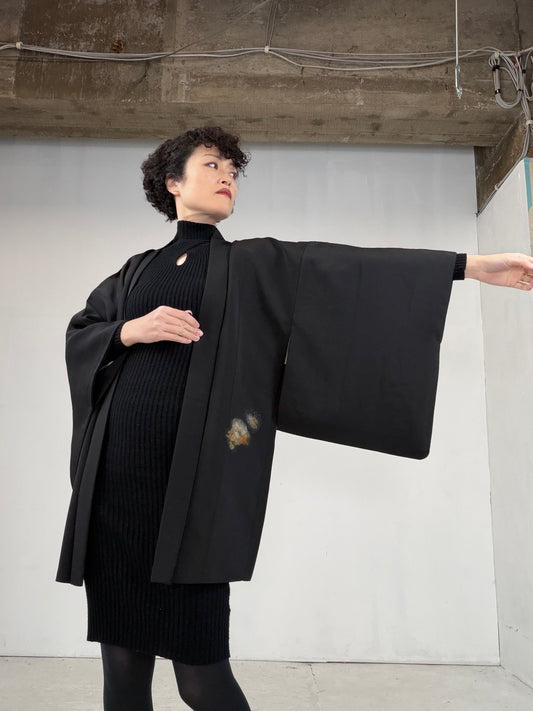 VINTAGE BLACK HAORI  BLK110"