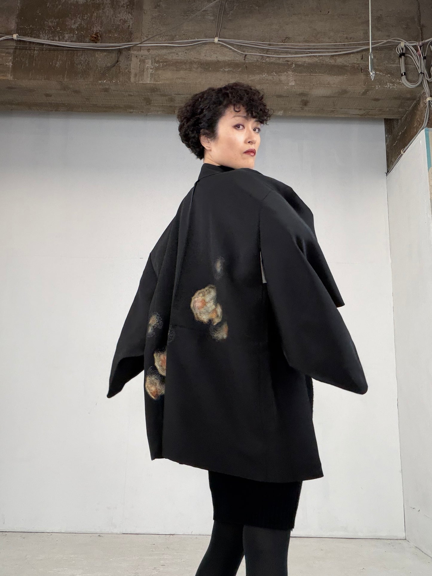 VINTAGE BLACK HAORI  BLK110"