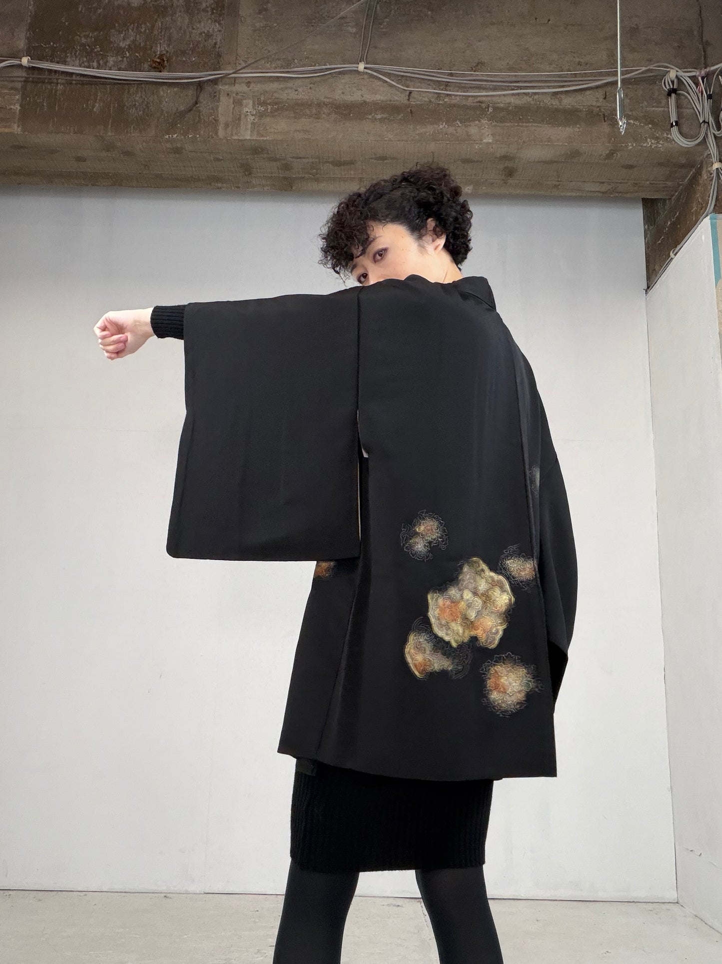 VINTAGE BLACK HAORI  BLK110"