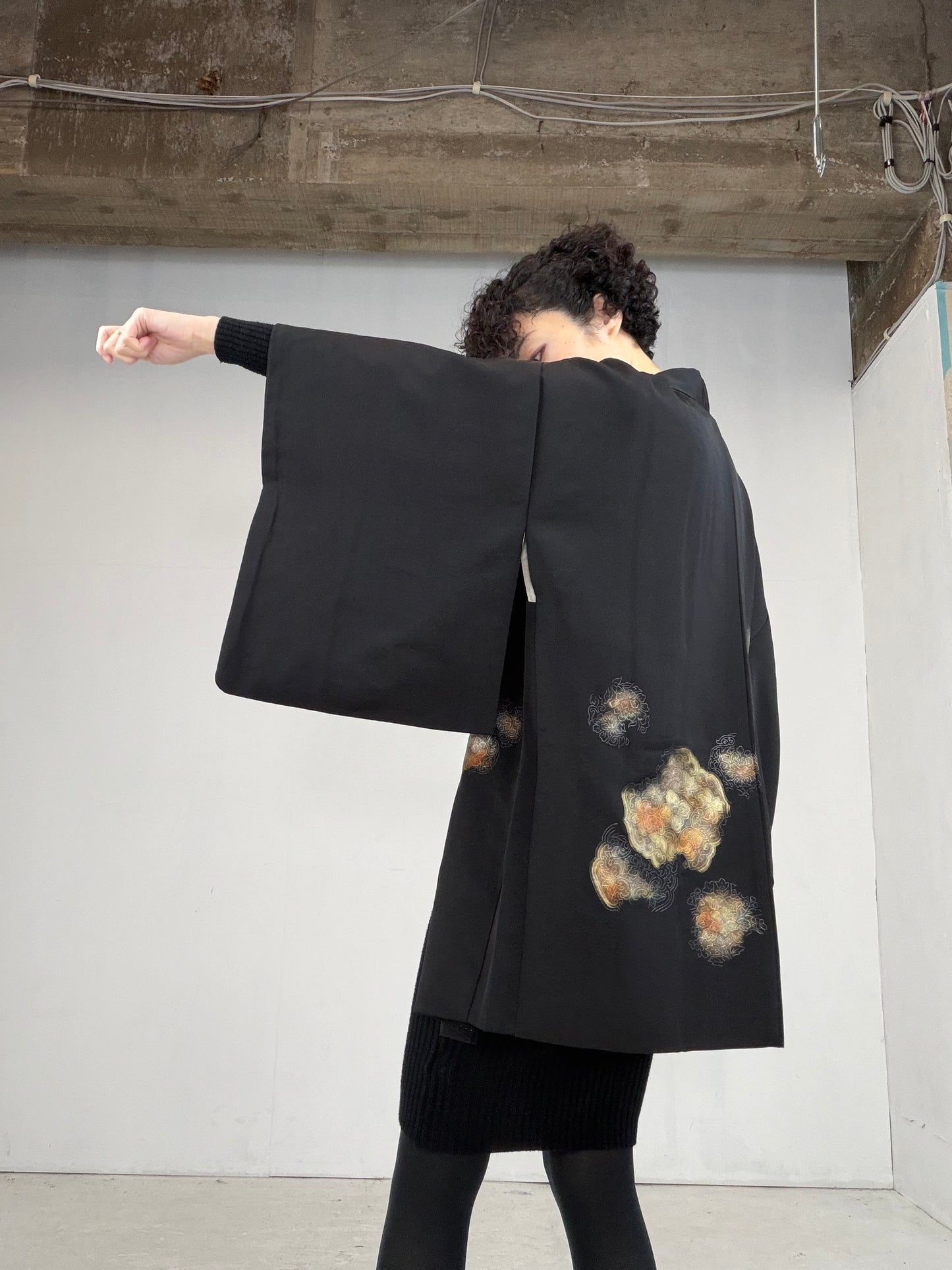 VINTAGE BLACK HAORI  BLK110"
