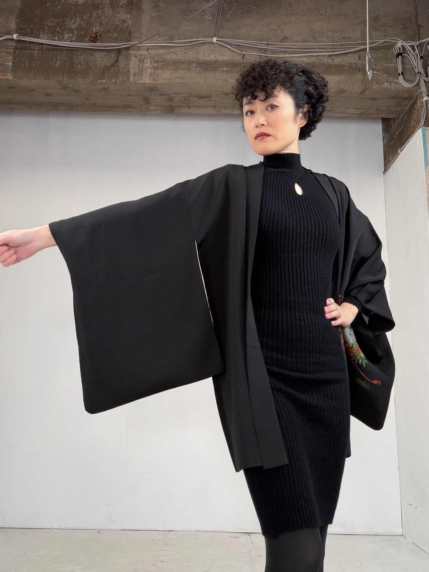 VINTAGE BLACK HAORI  BLK111"