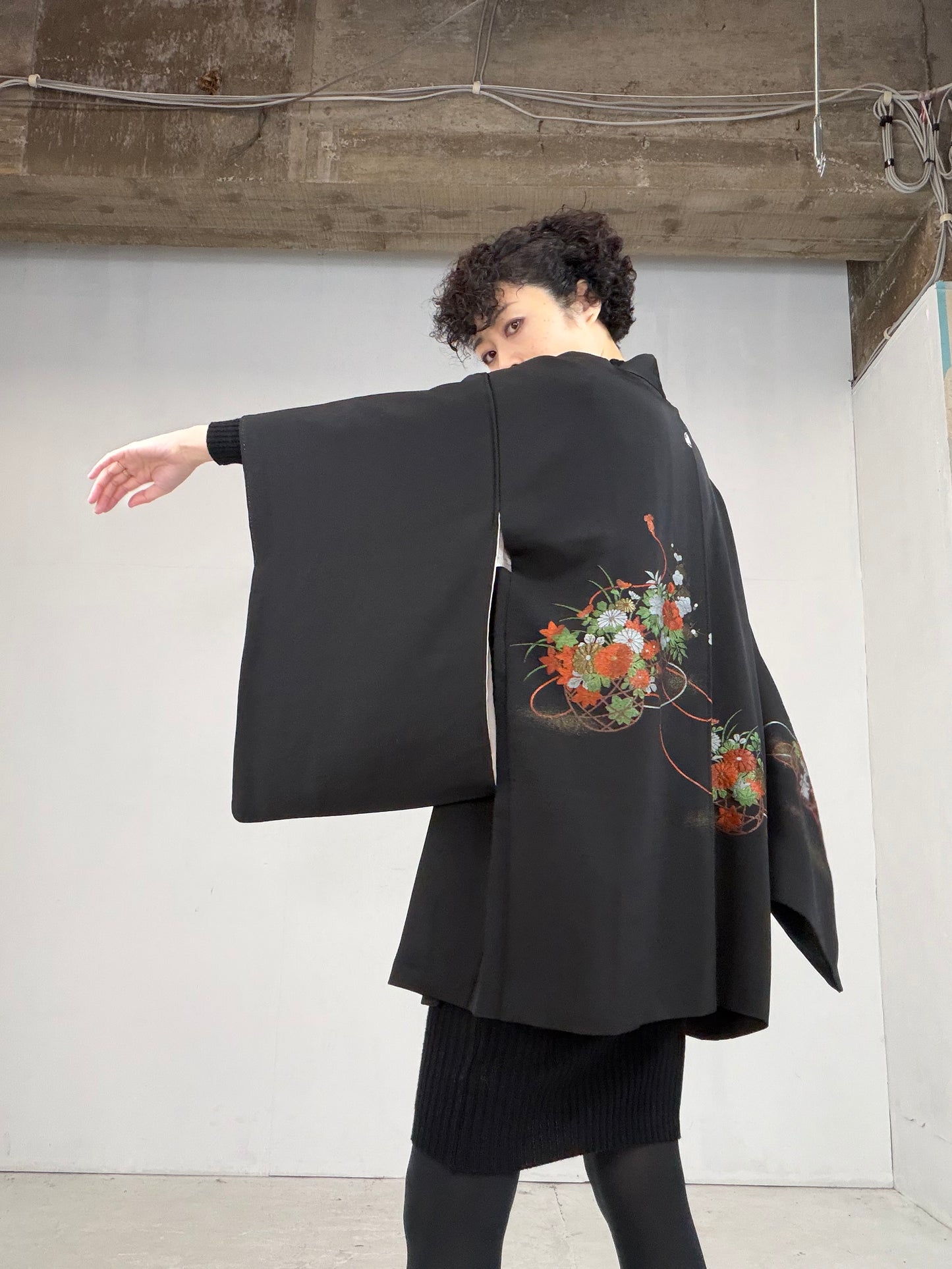 VINTAGE BLACK HAORI  BLK111"