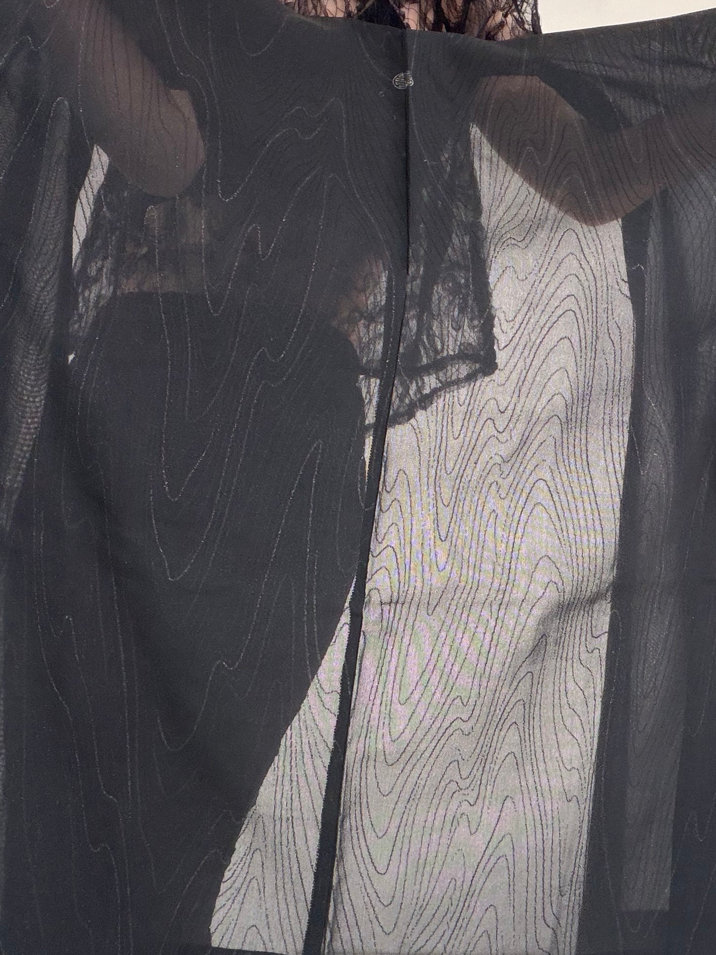 VINTAGE BLACK HAORI SHEER “sha, glitter, suminagashi, SHH046"