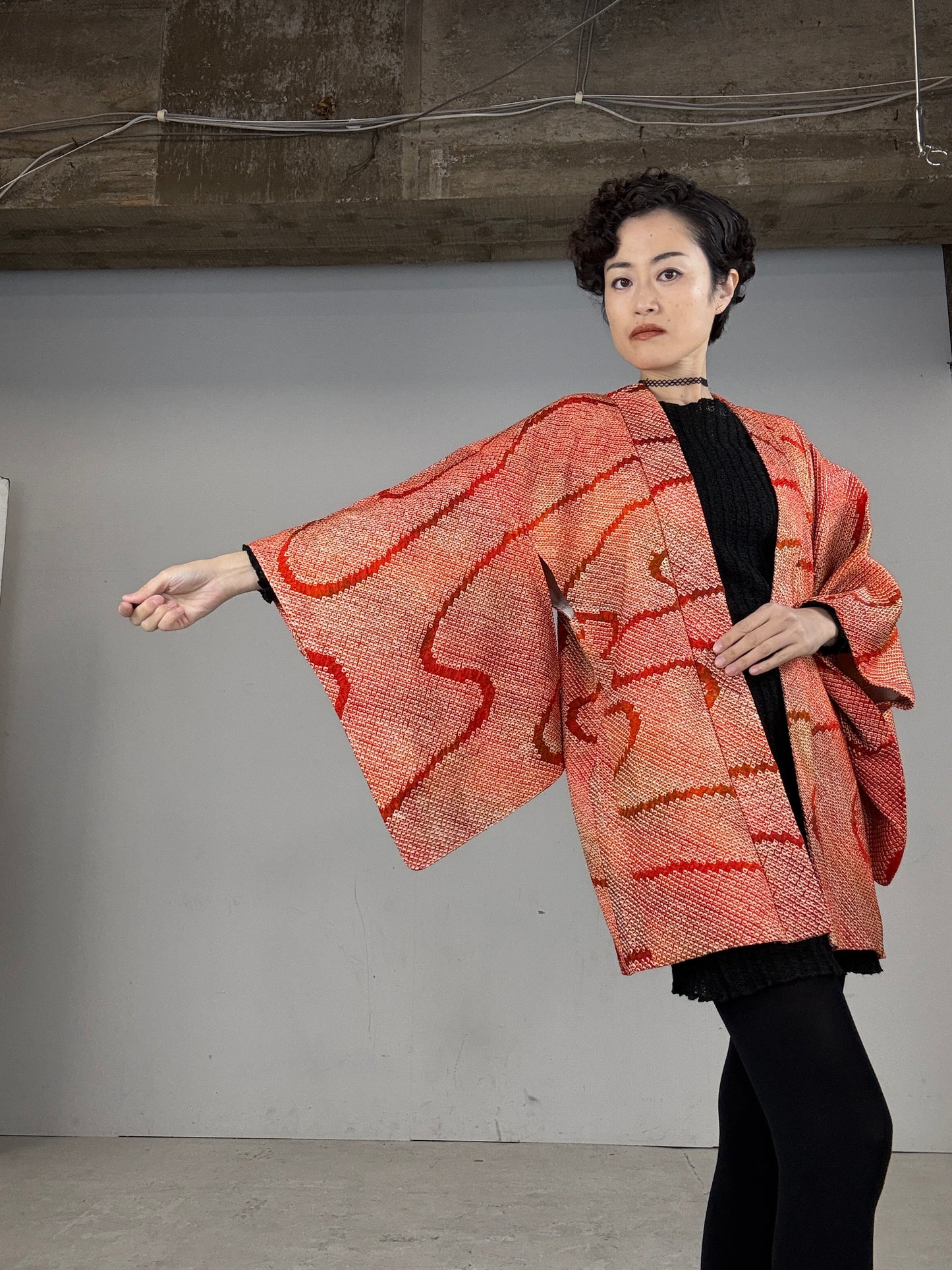 VINTAGE SHIBORI HAORI "kusumi, shu" *damage