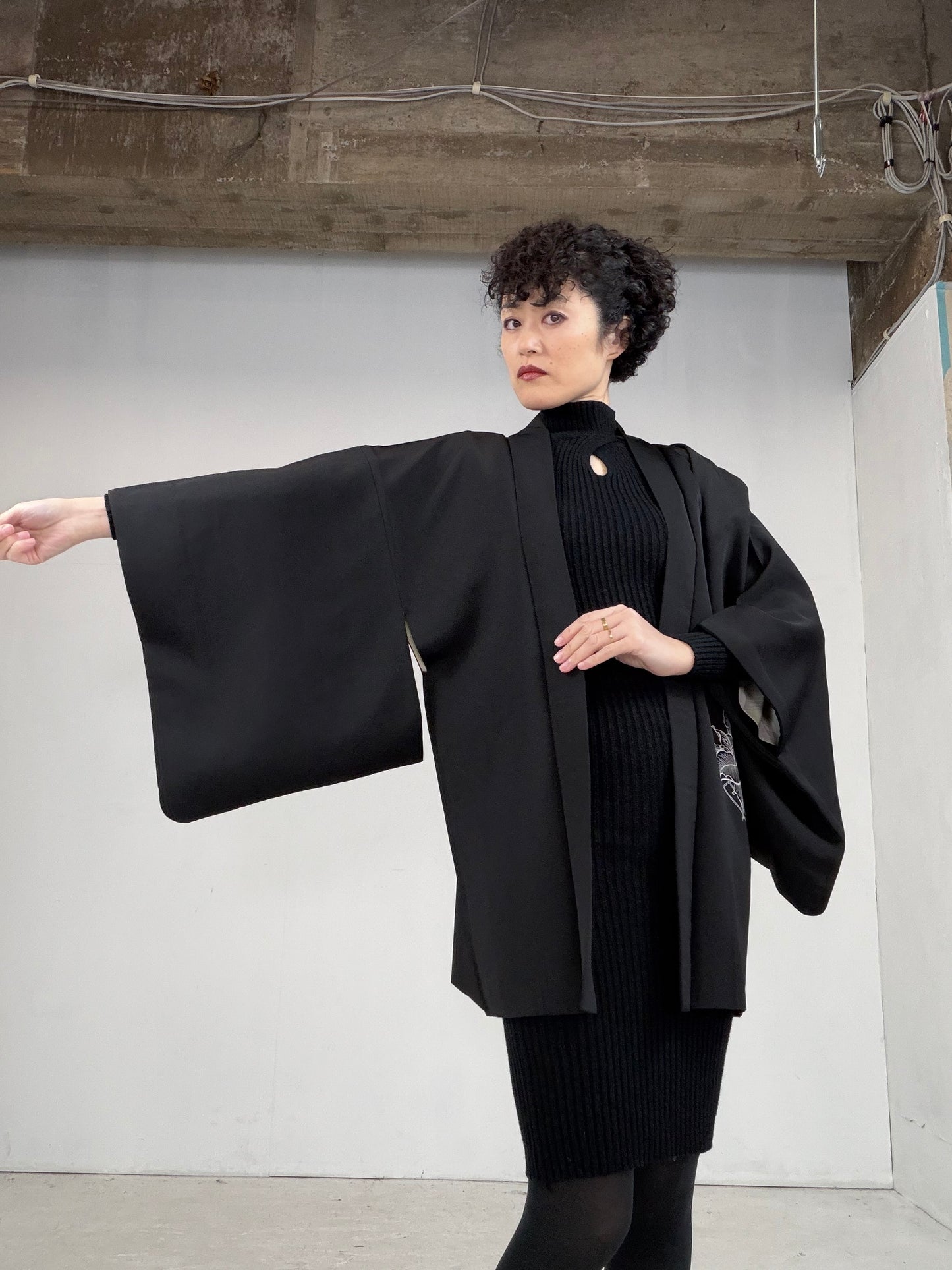 VINTAGE BLACK HAORI  BLk113"