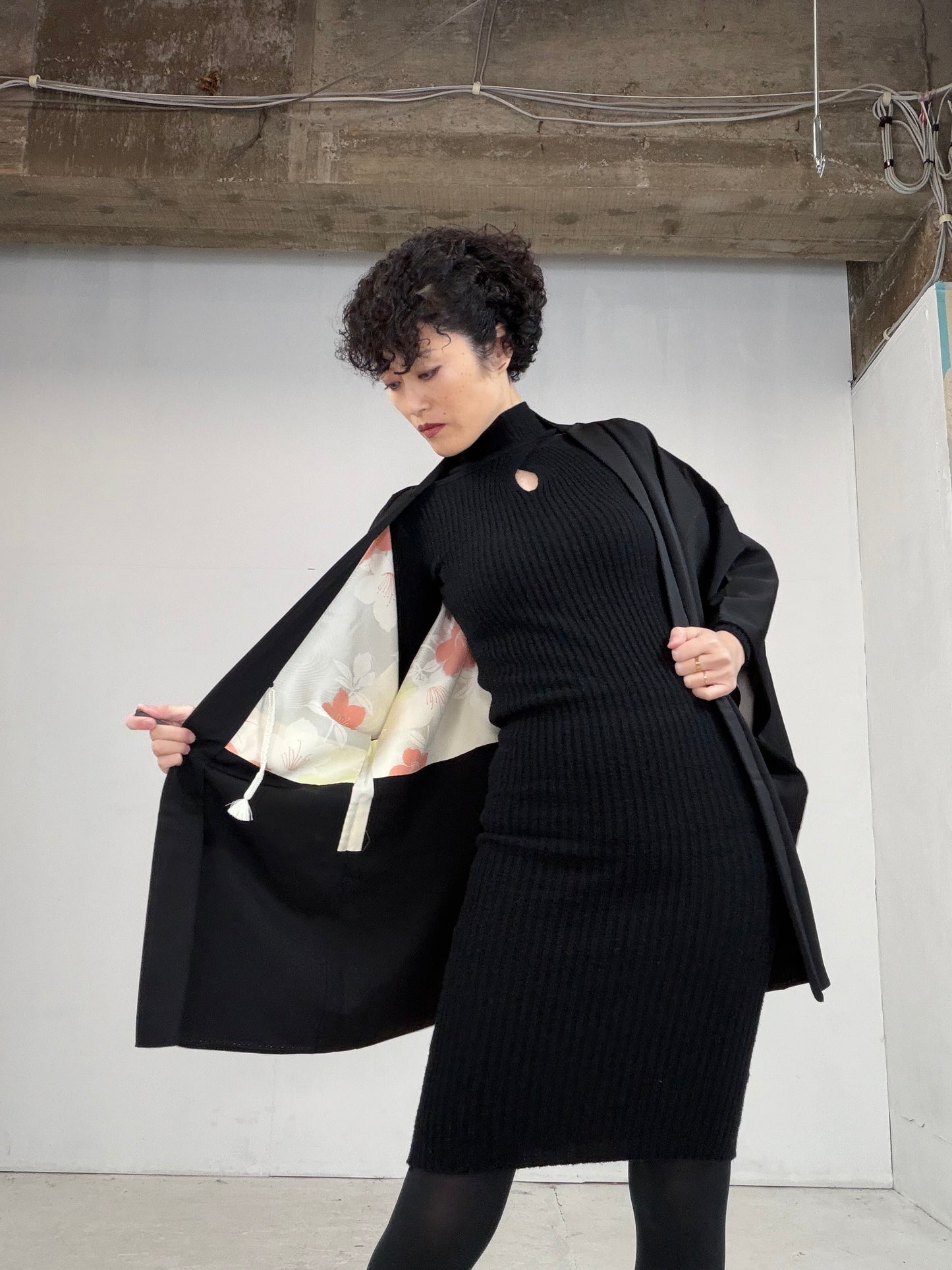 VINTAGE BLACK HAORI  BLk113"