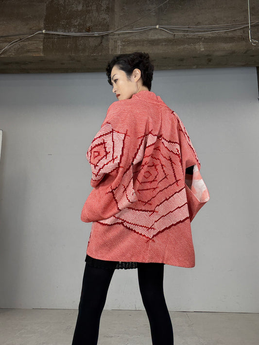 VINTAGE SHIBORI HAORI "rose"