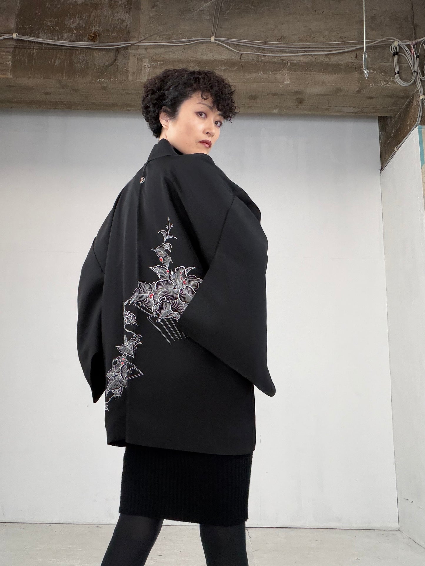 VINTAGE BLACK HAORI  BLk113"