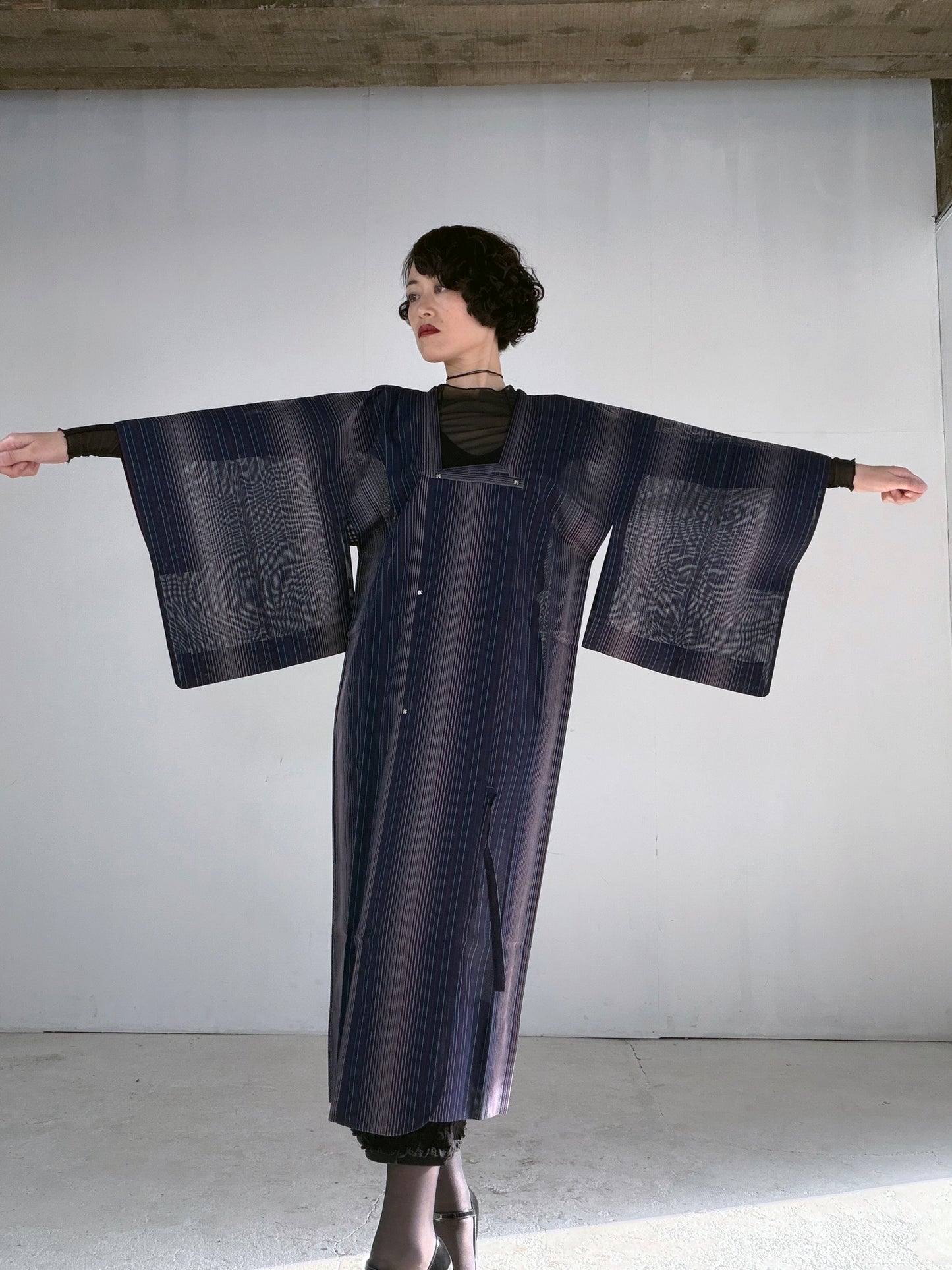 VINTAGE KAWAII MICHIYUKI SHEER “sha, shima-gara, coat, SHH050"