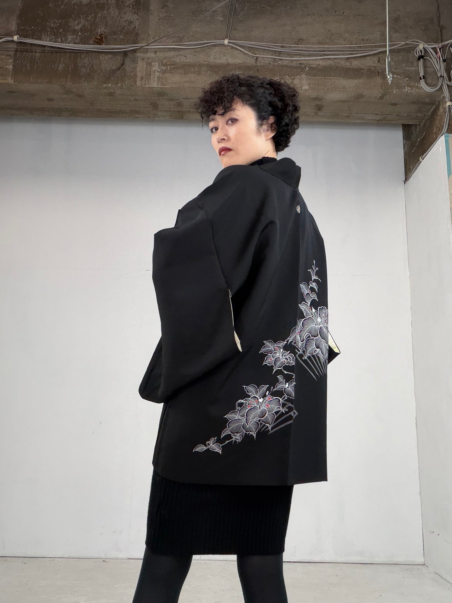 VINTAGE BLACK HAORI  BLk113"