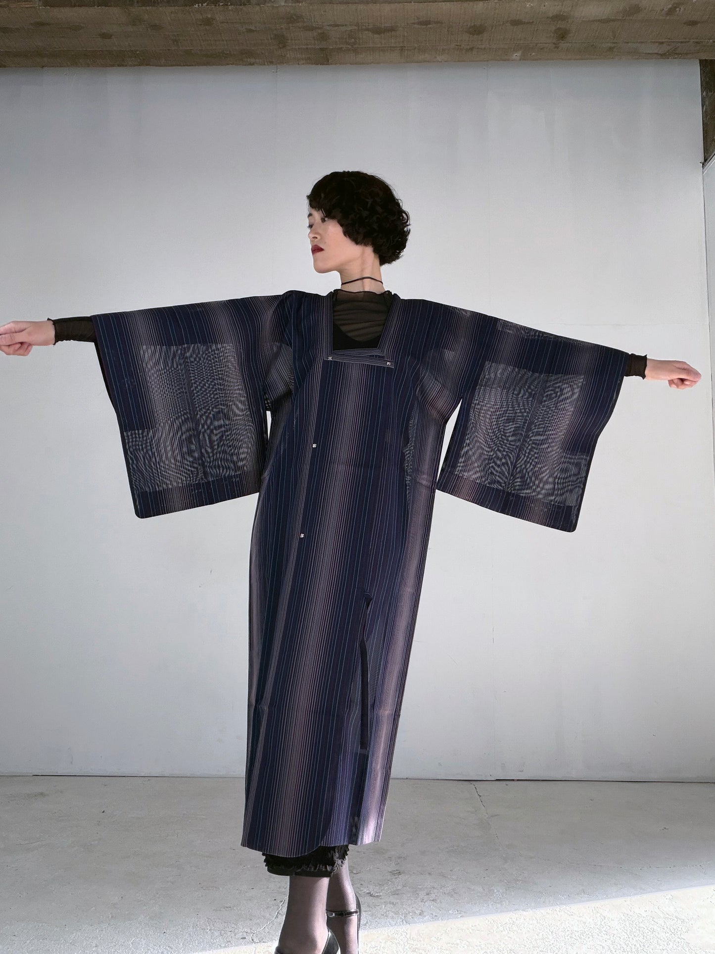 VINTAGE KAWAII MICHIYUKI SHEER “sha, shima-gara, coat, SHH050"