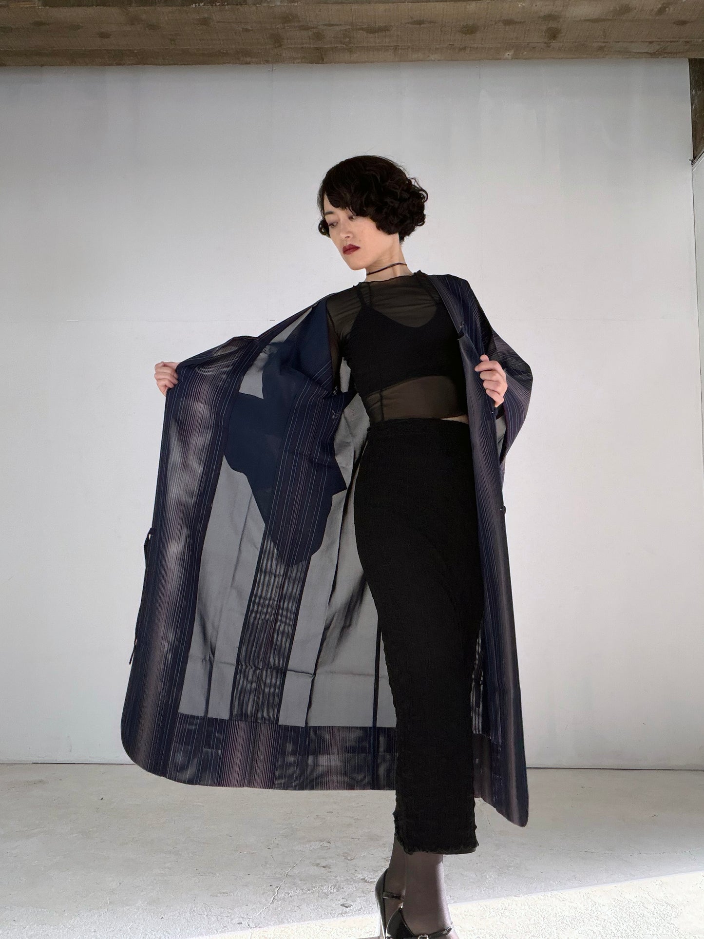 VINTAGE KAWAII MICHIYUKI SHEER “sha, shima-gara, coat, SHH050"