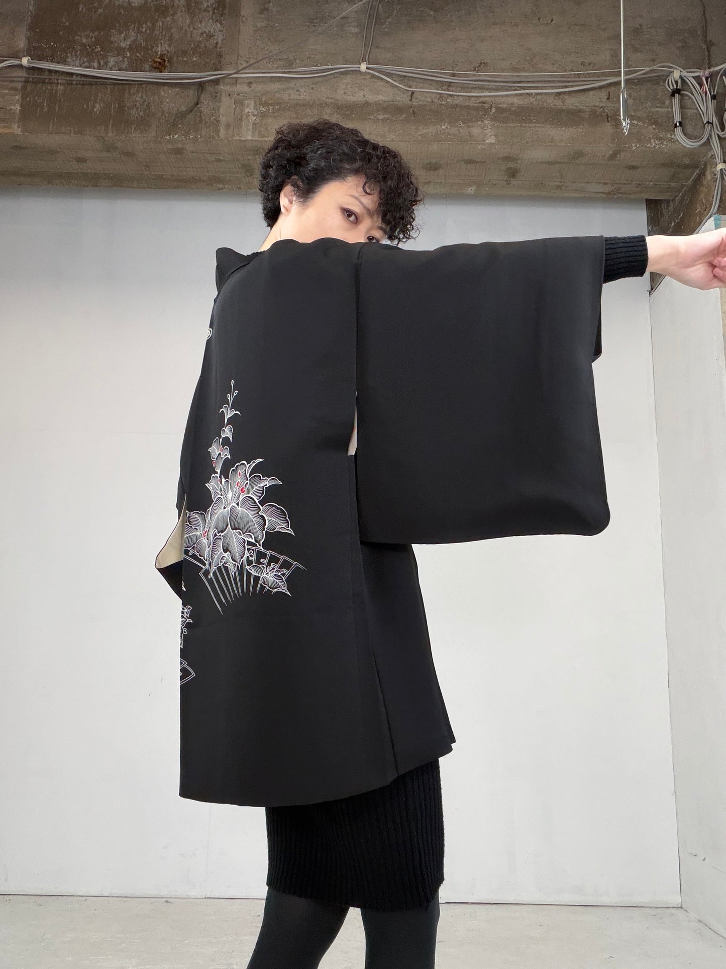 VINTAGE BLACK HAORI  BLk113"