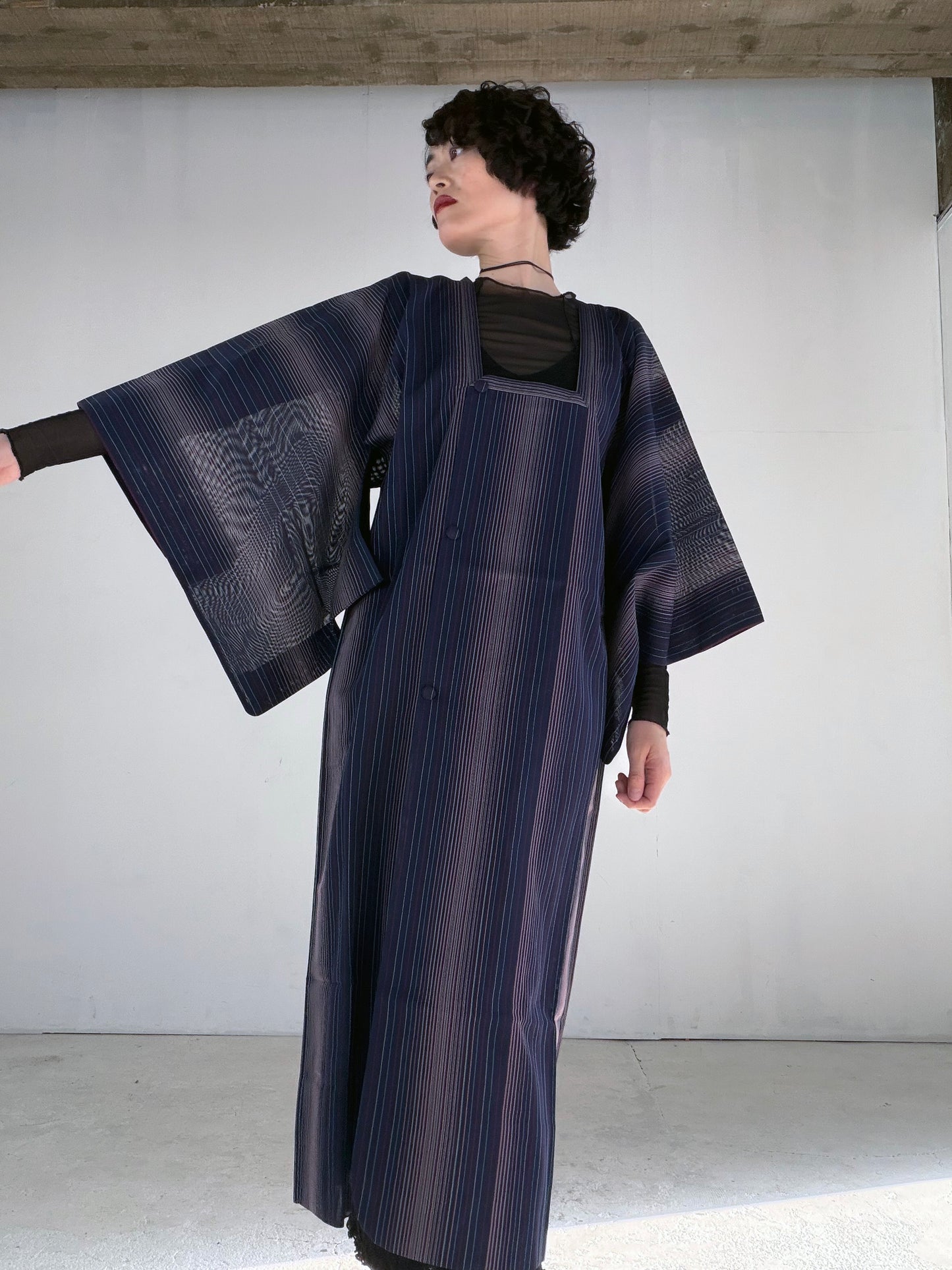 VINTAGE KAWAII MICHIYUKI SHEER “sha, shima-gara, coat, SHH050"