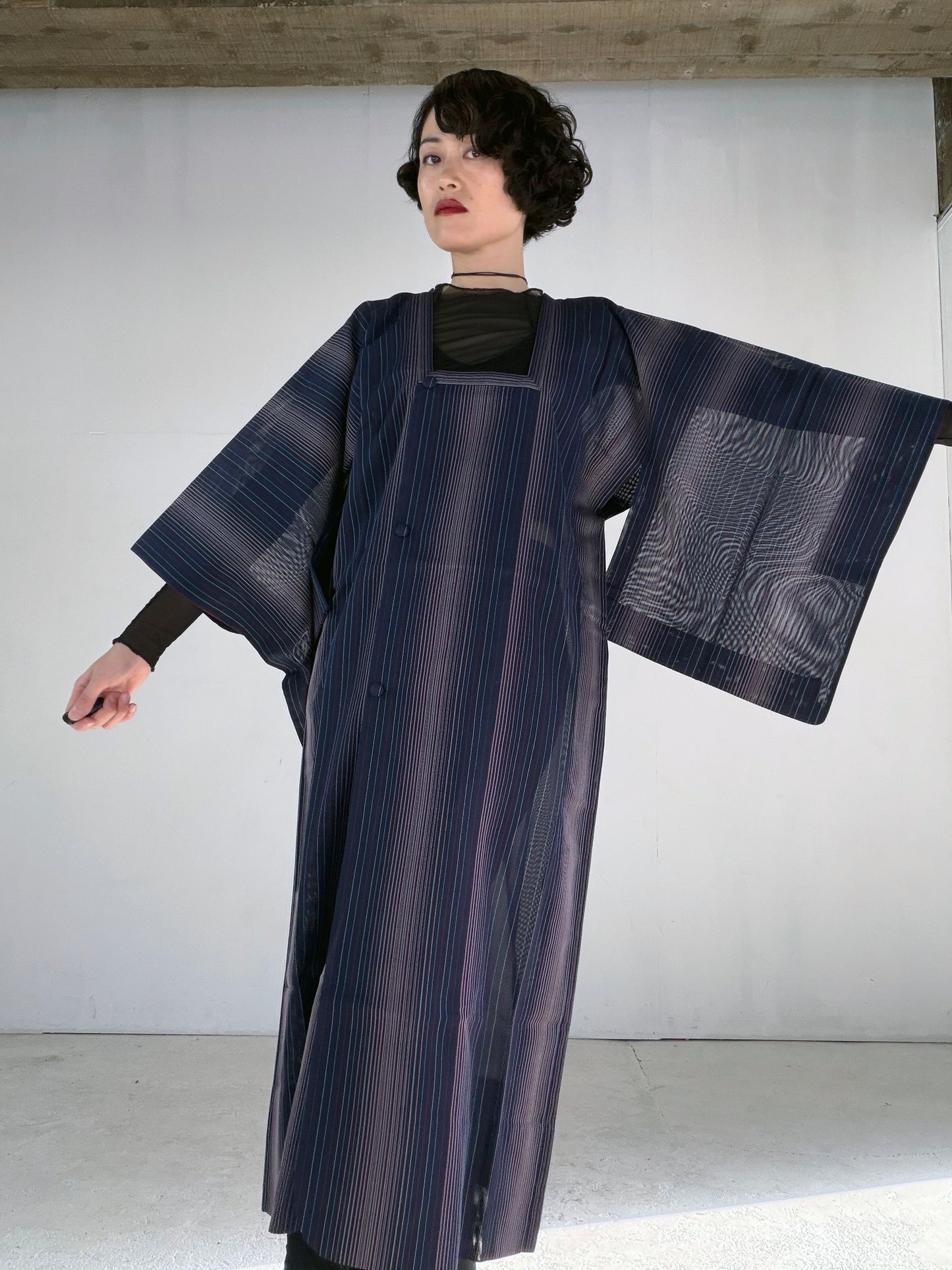 VINTAGE KAWAII MICHIYUKI SHEER “sha, shima-gara, coat, SHH050"