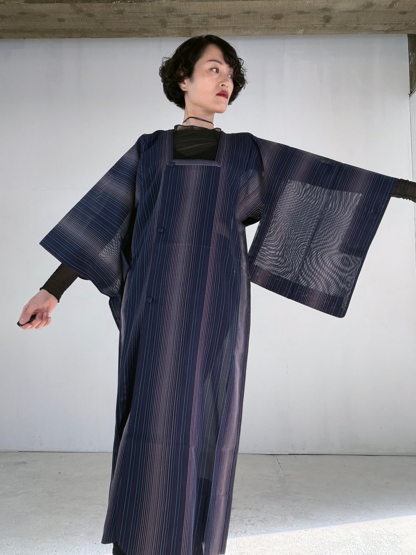 VINTAGE KAWAII MICHIYUKI SHEER “sha, shima-gara, coat, SHH050"