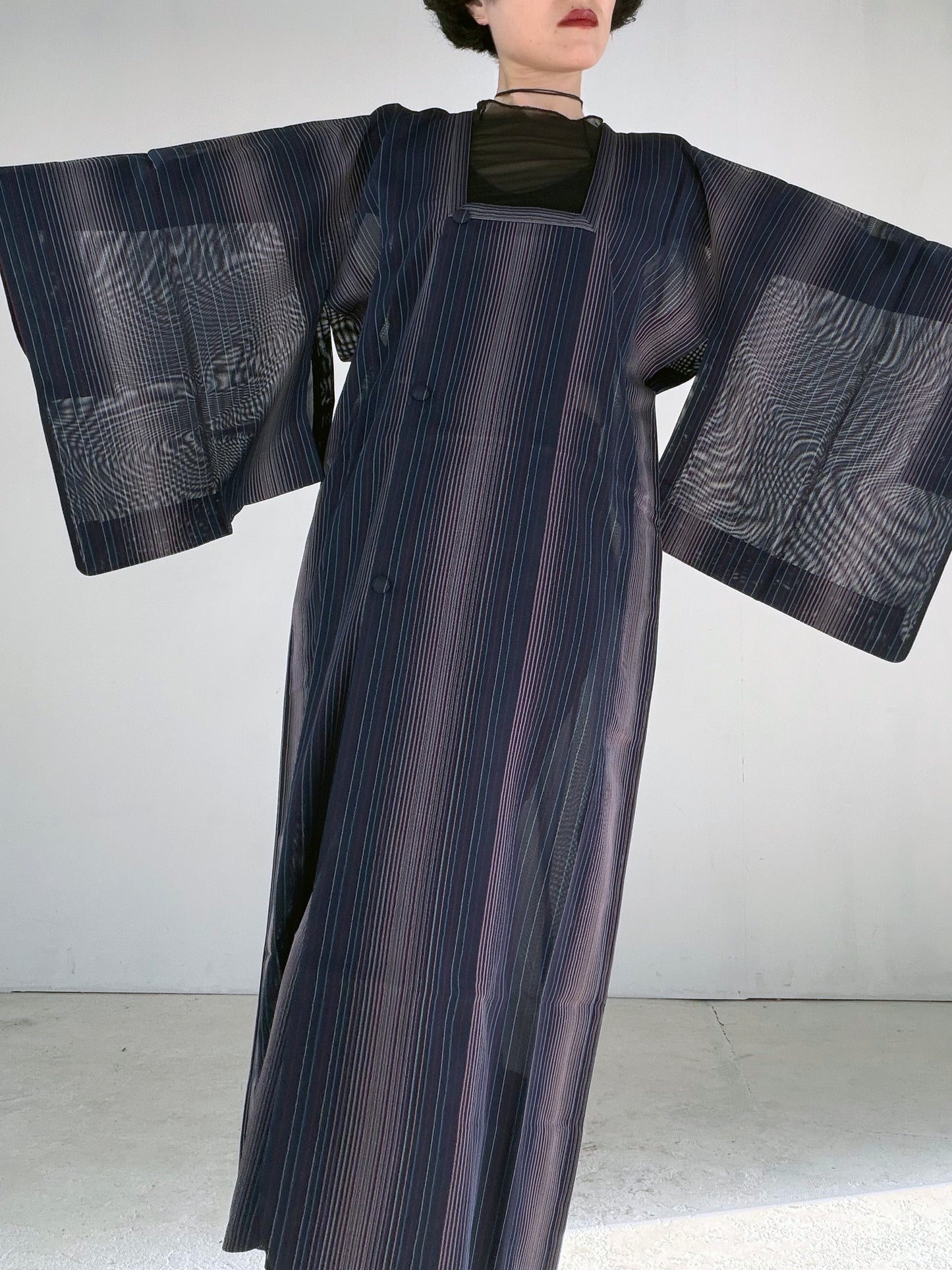 VINTAGE KAWAII MICHIYUKI SHEER “sha, shima-gara, coat, SHH050"
