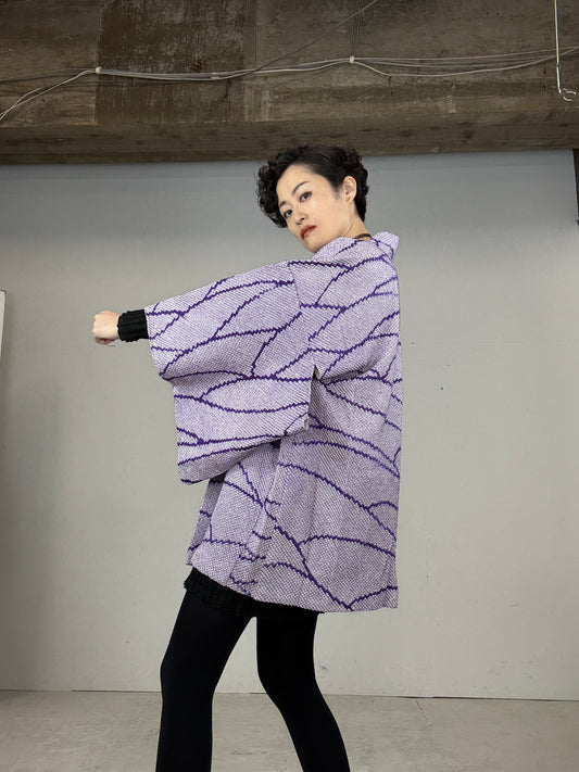 VINTAGE SHIBORI HAORI "usu-murasaki" *damage