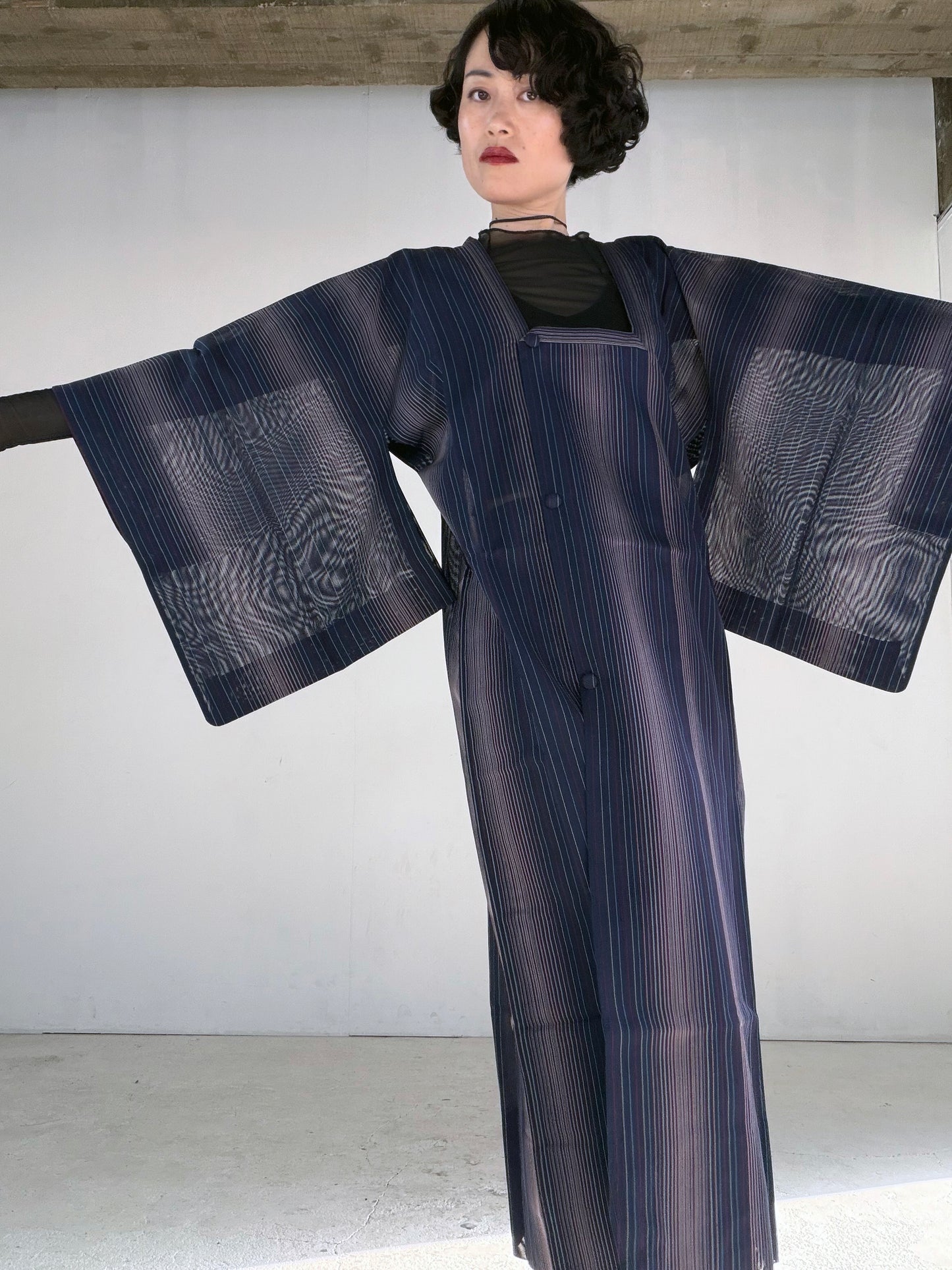 VINTAGE KAWAII MICHIYUKI SHEER “sha, shima-gara, coat, SHH050"